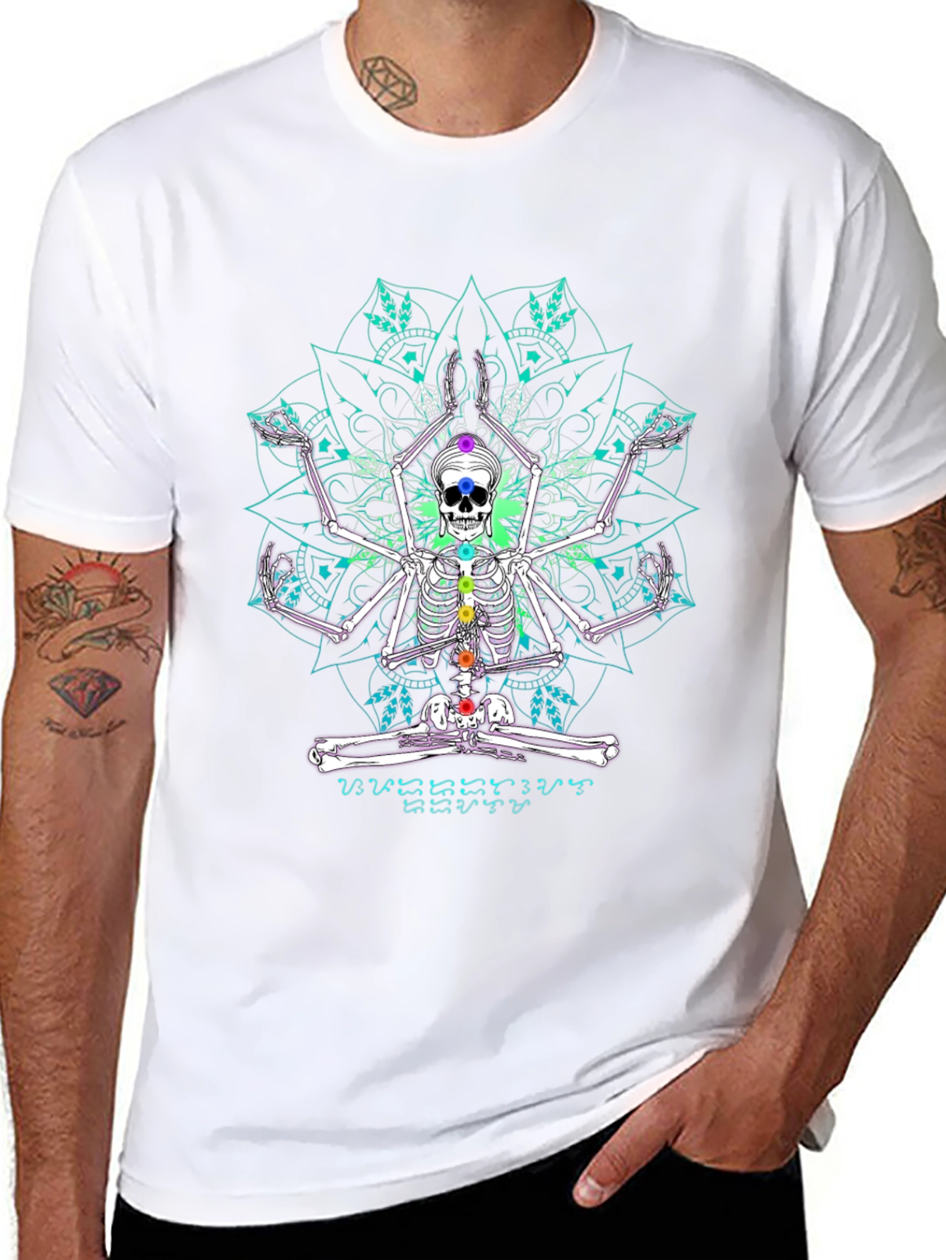 Skeleton Yoga Chakra Mandala Graphic Tee