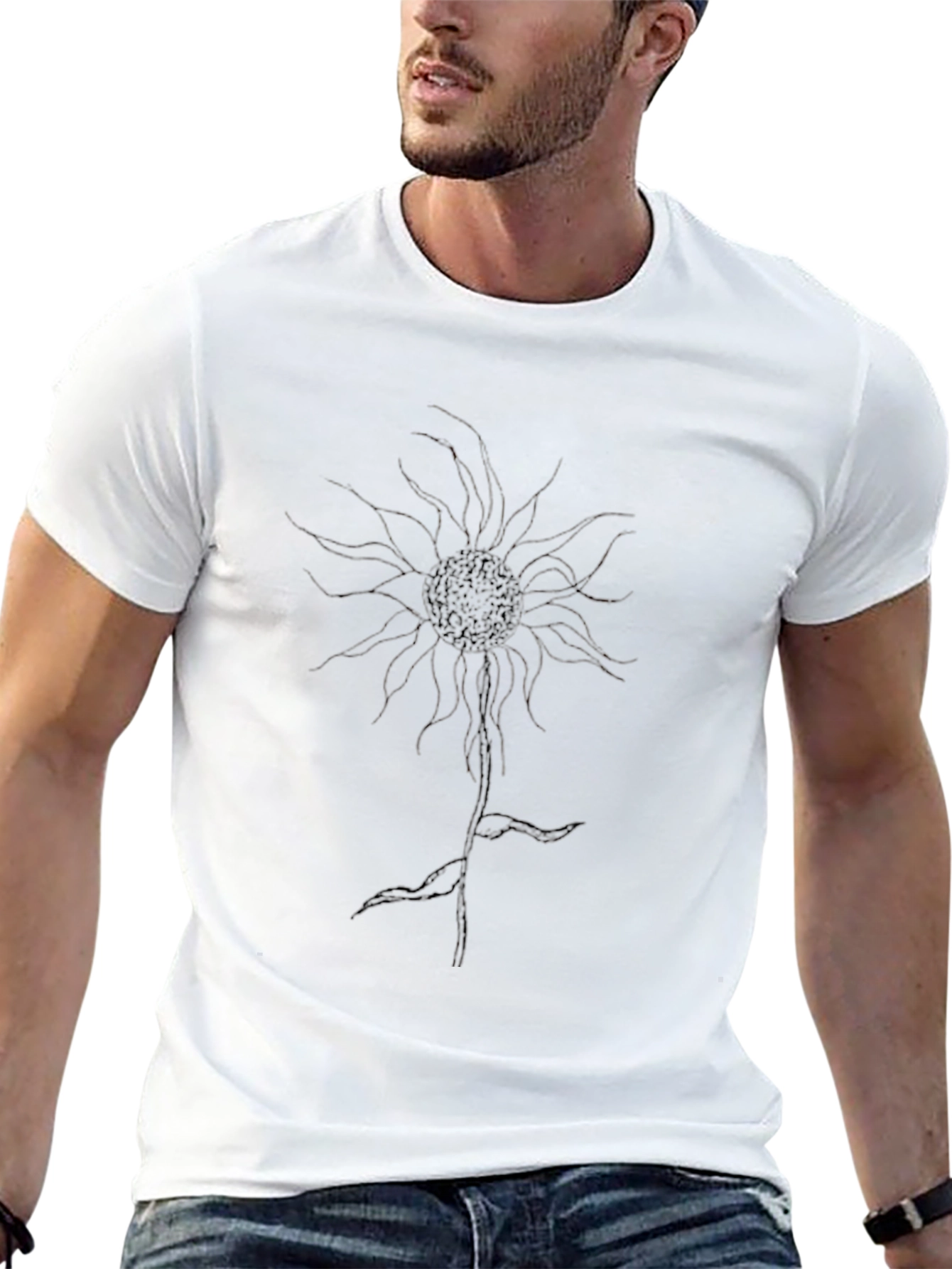 Abstract Floral Print Black T-Shirt for Men