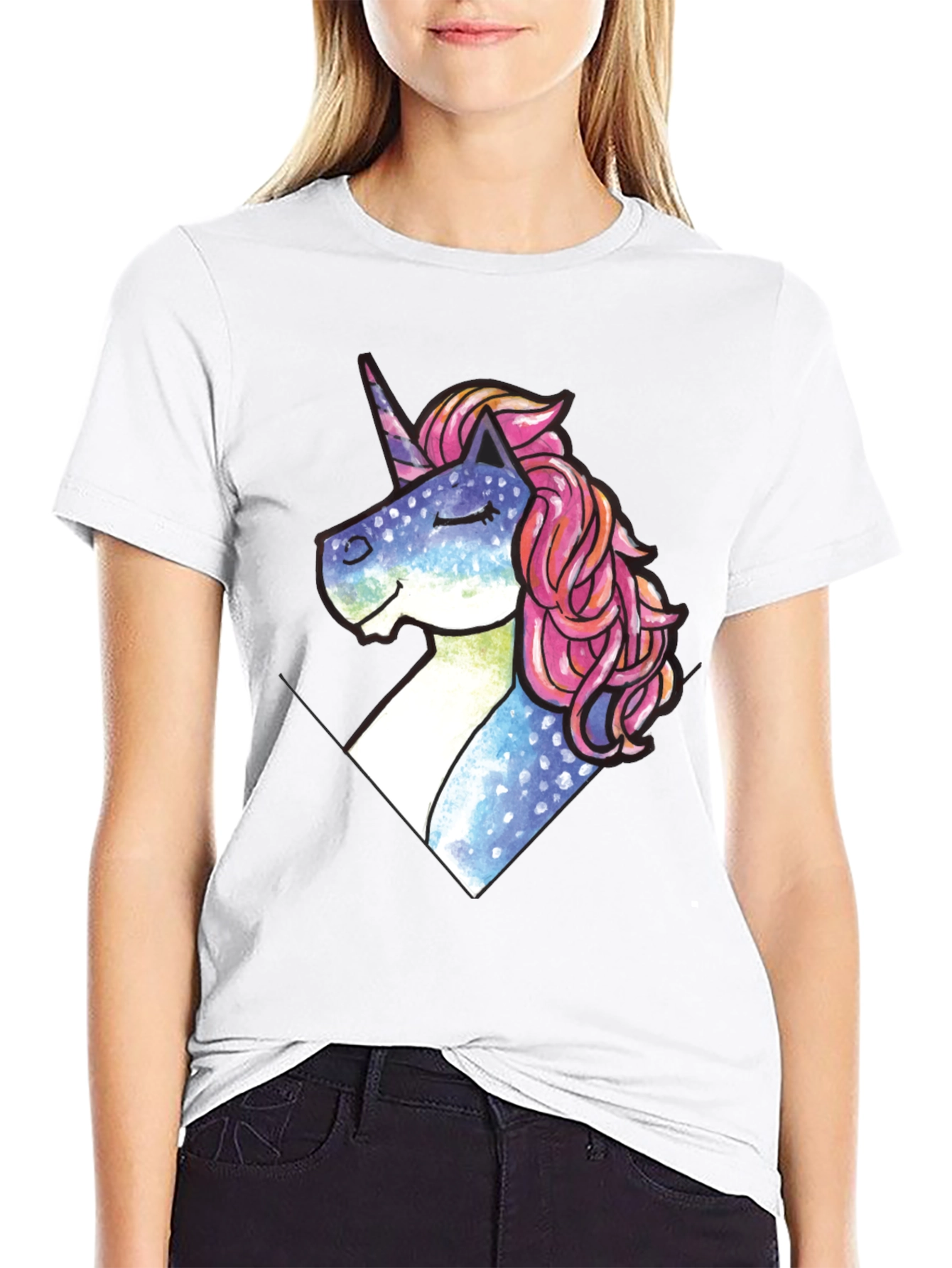Unicorn Pocket Print Black T-Shirt