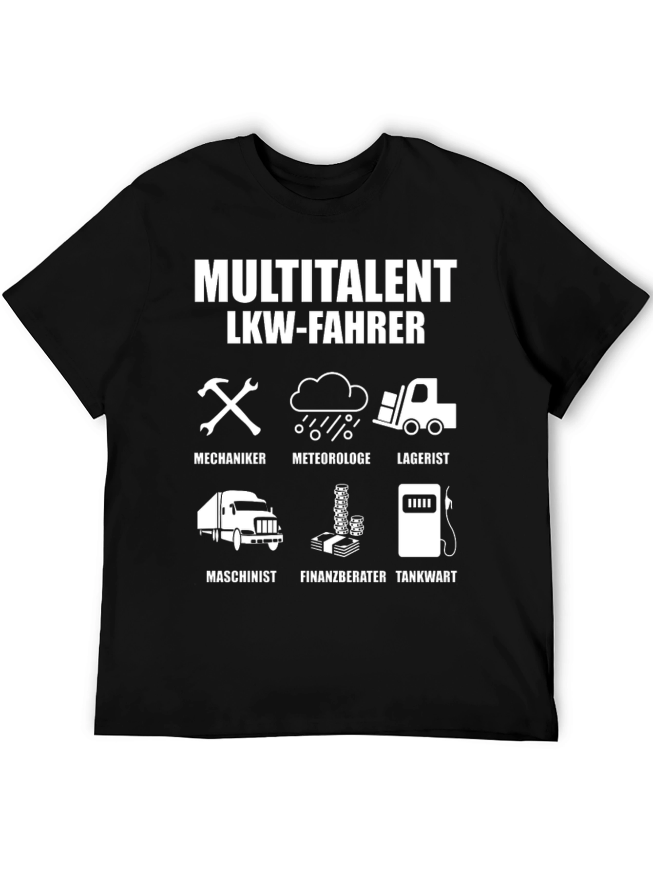 Multitalent LKW-Fahrer Black Graphic T-Shirt
