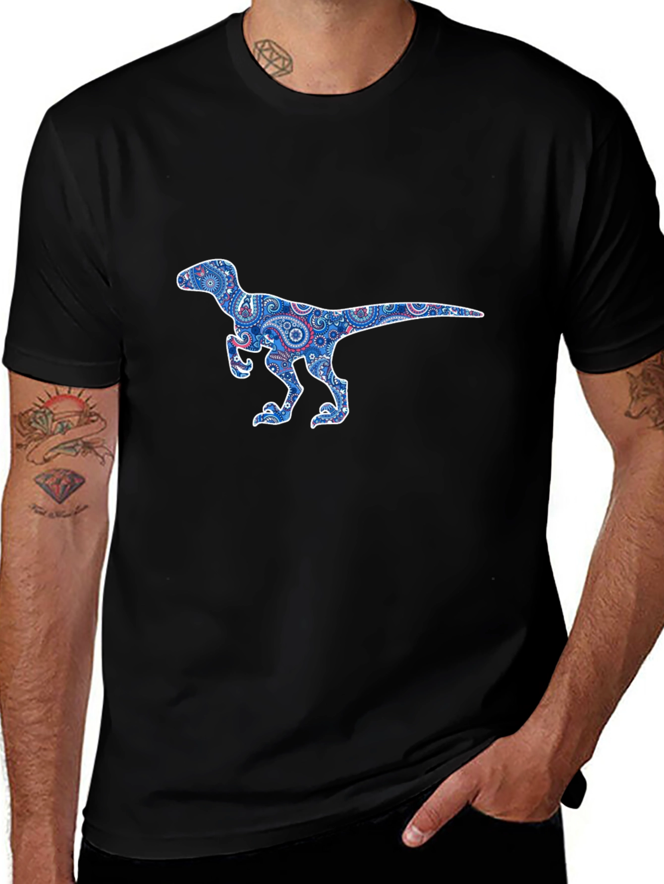 Dino Paisley T-Shirt - Black