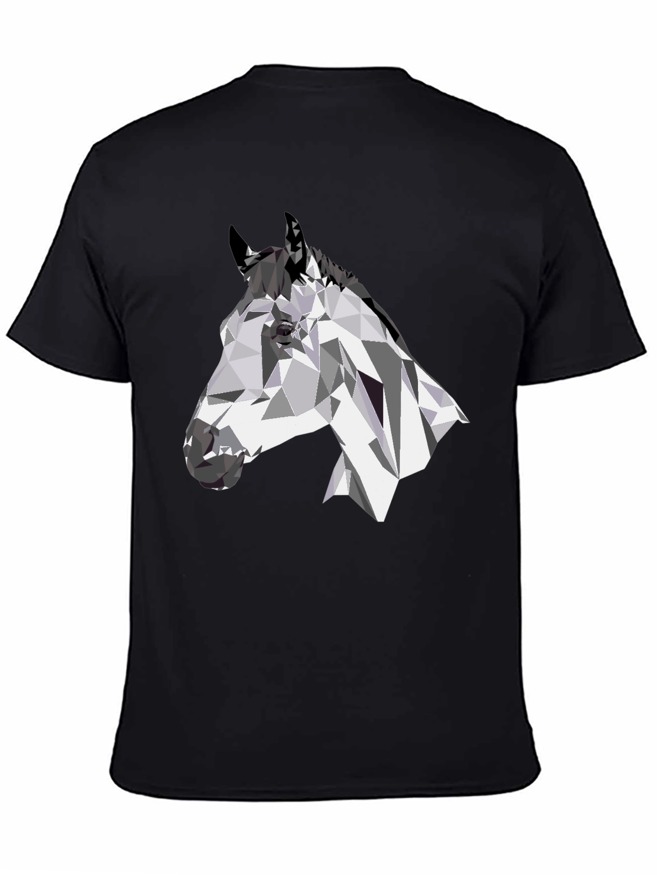 Geometric Horse Head Black T-Shirt