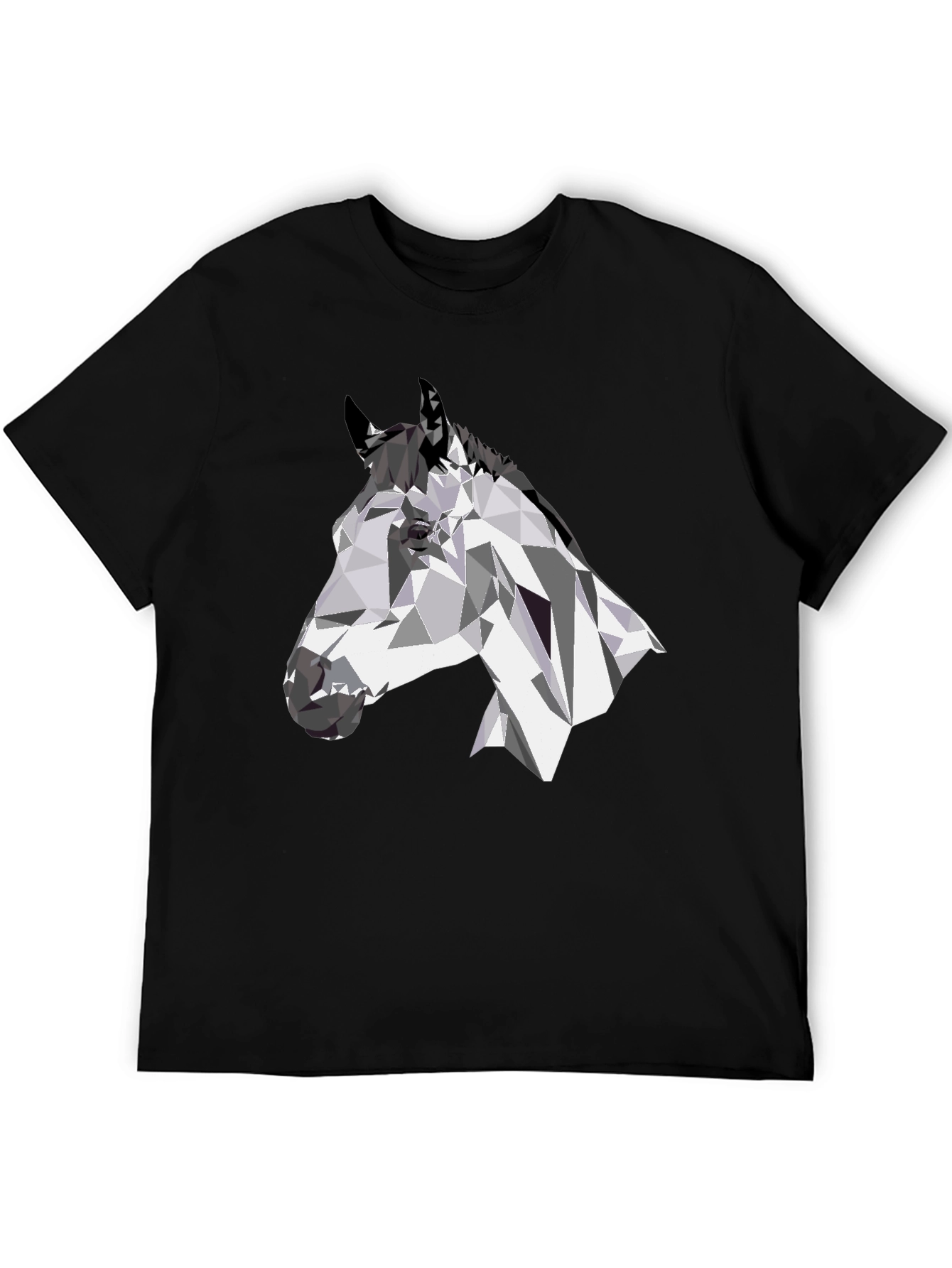 Geometric Horse Head Black T-Shirt