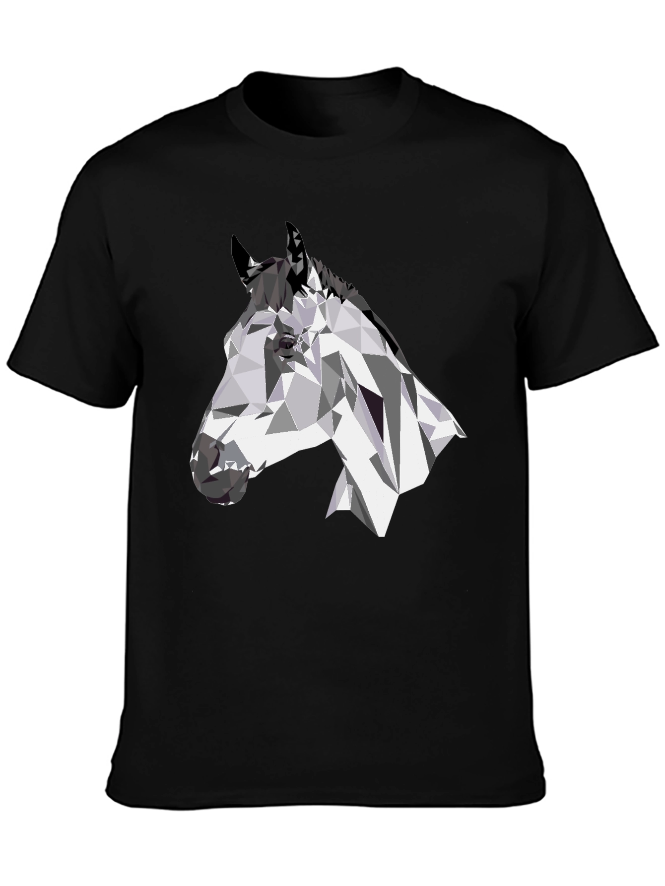 Geometric Horse Head Black T-Shirt