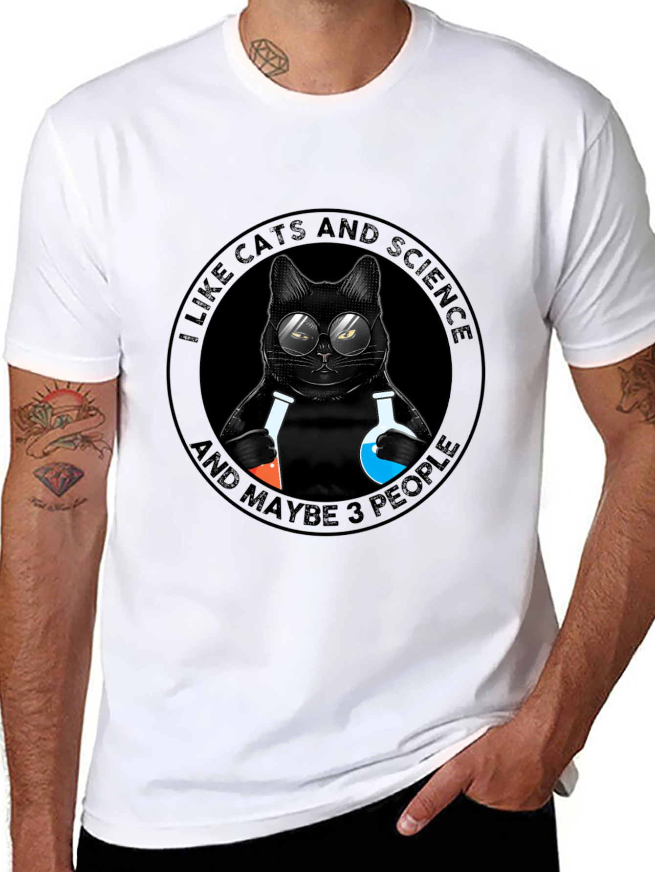 Funny Cat Science T-Shirt: I Like Cats And Science
