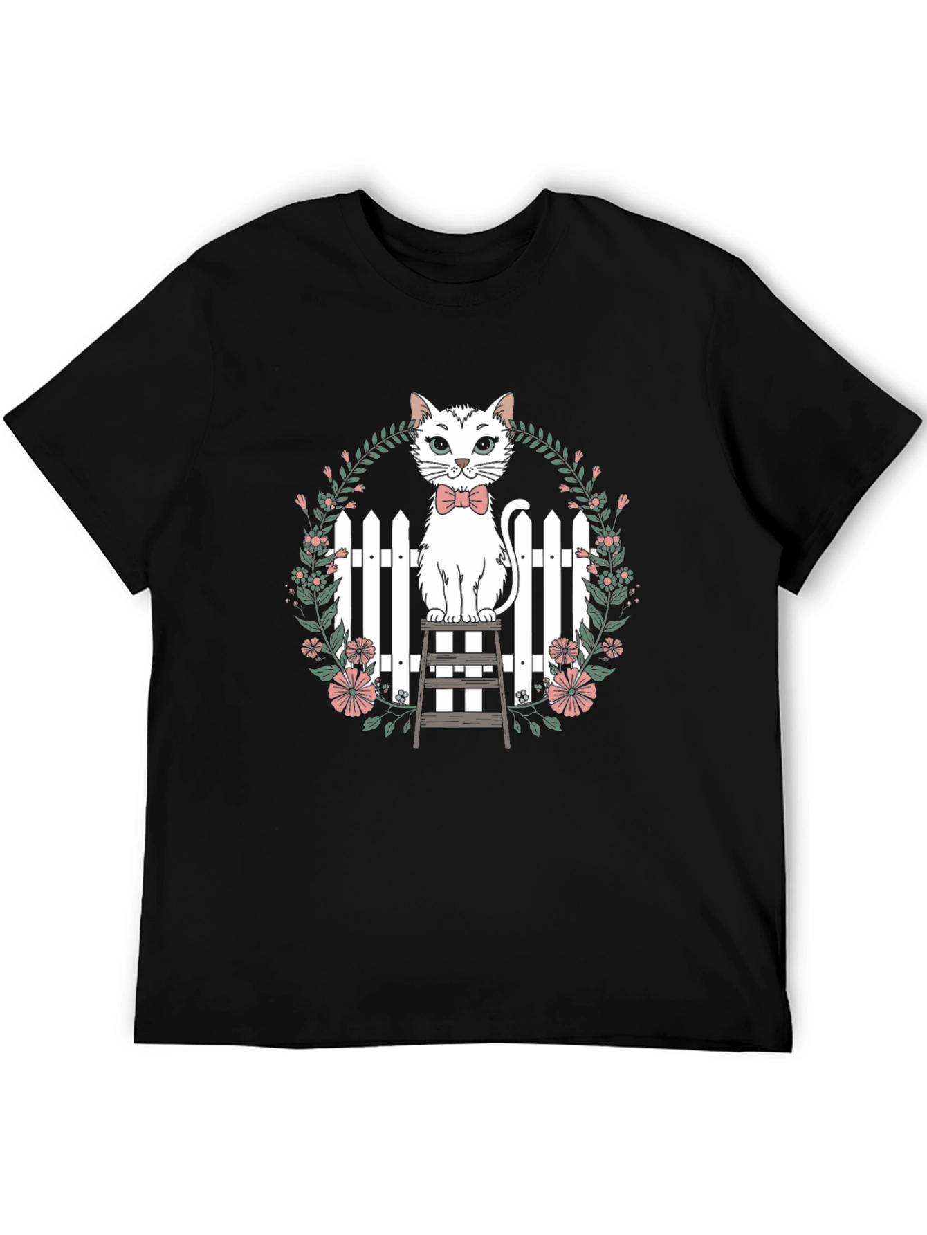 Cat Bowtie Floral Tee - Whimsical Comfort