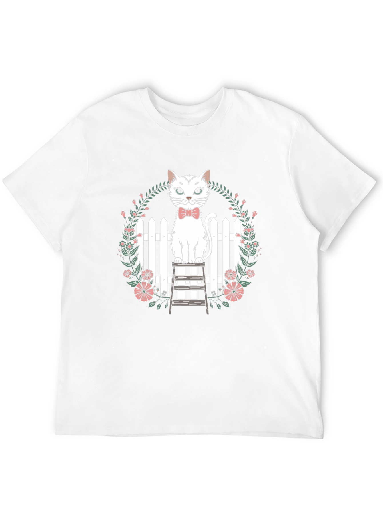 Cat Bowtie Floral Tee - Whimsical Comfort