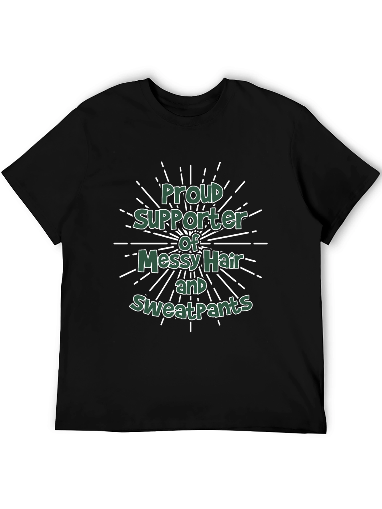 Proud Supporter Messy Hair Sweatpants Black T-Shirt