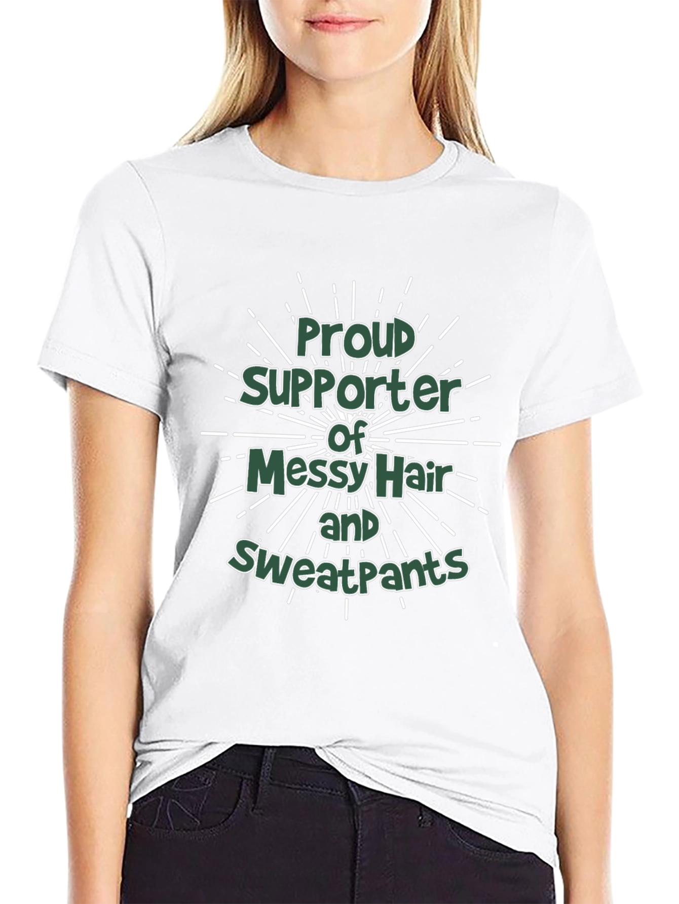 Proud Supporter Messy Hair Sweatpants Black T-Shirt