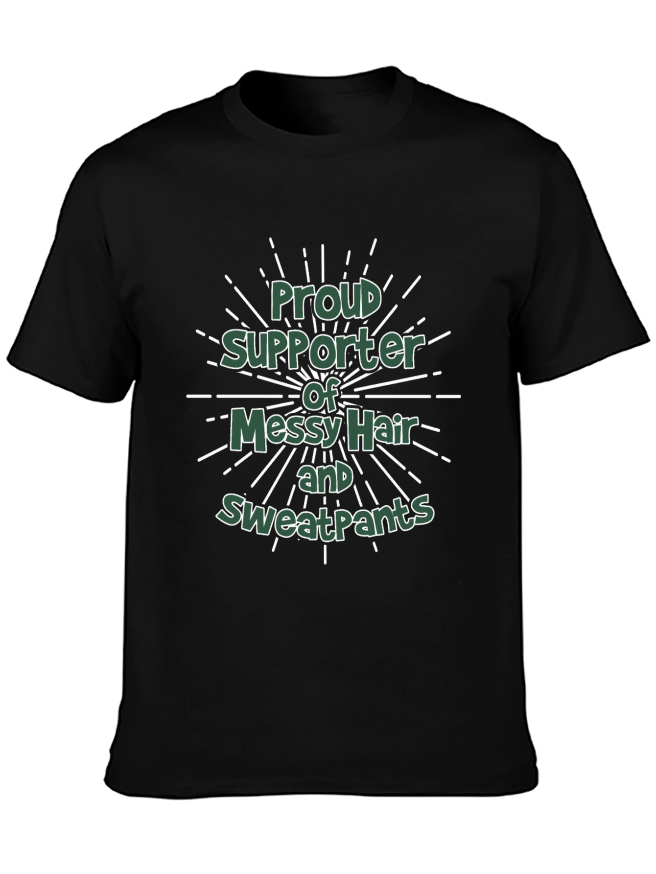 Proud Supporter Messy Hair Sweatpants Black T-Shirt