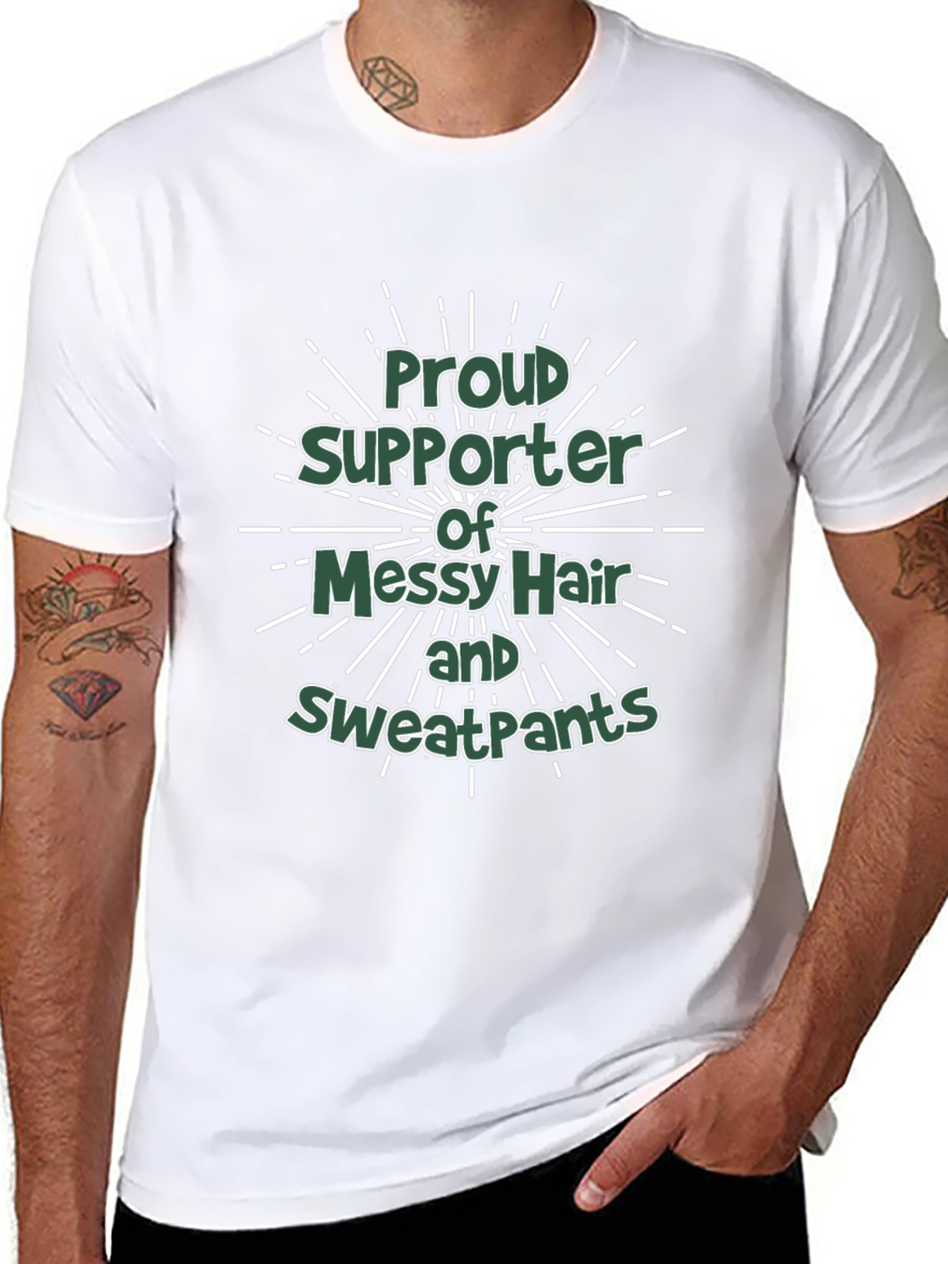 Proud Supporter Messy Hair Sweatpants Black T-Shirt
