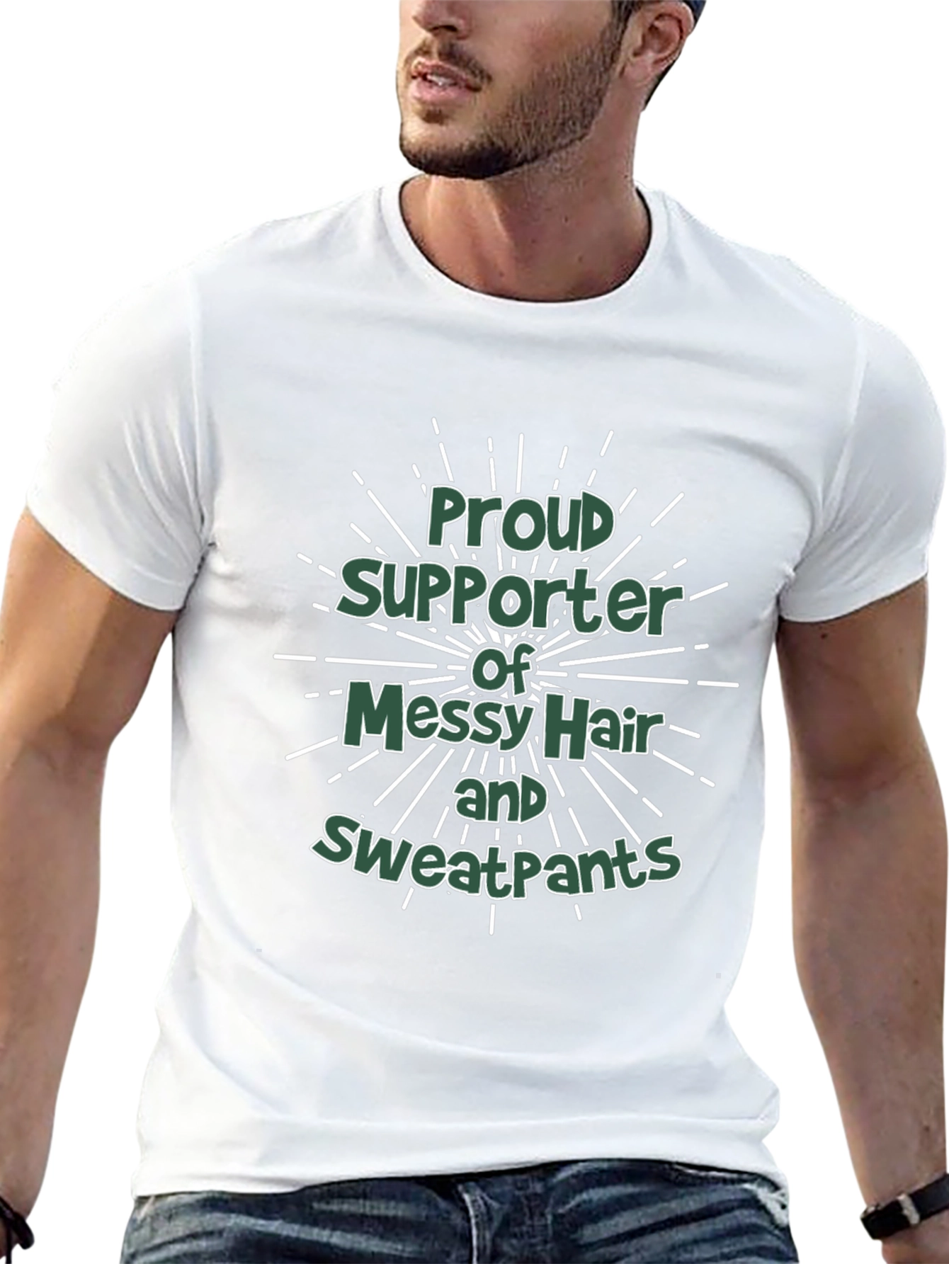Proud Supporter Messy Hair Sweatpants Black T-Shirt