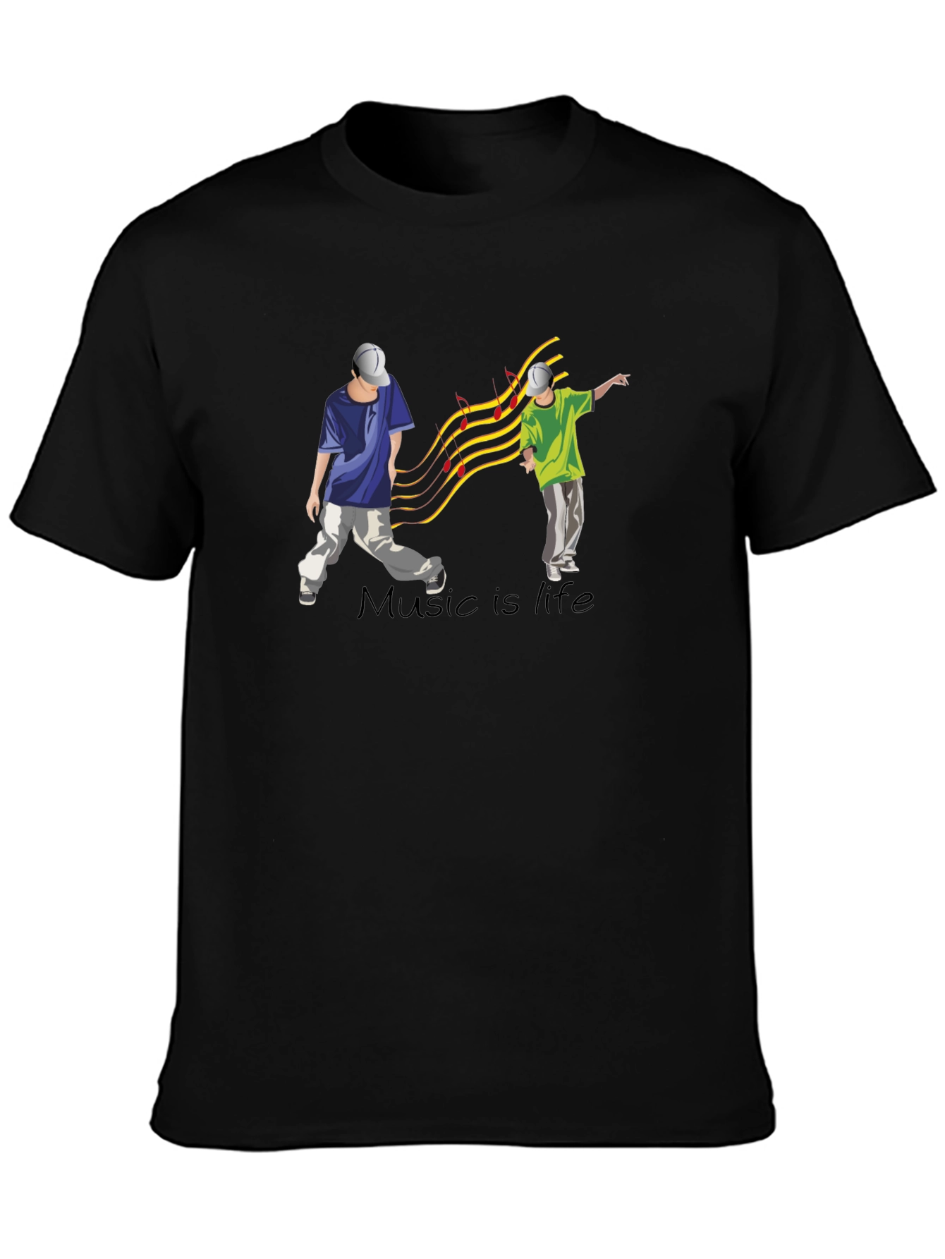 Music is Life Graphic Tee - Black