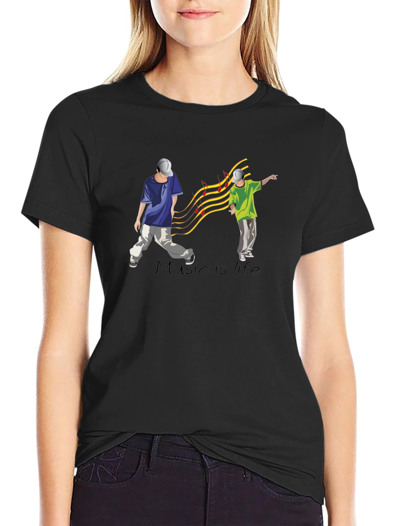 Music is Life Graphic Tee - Black