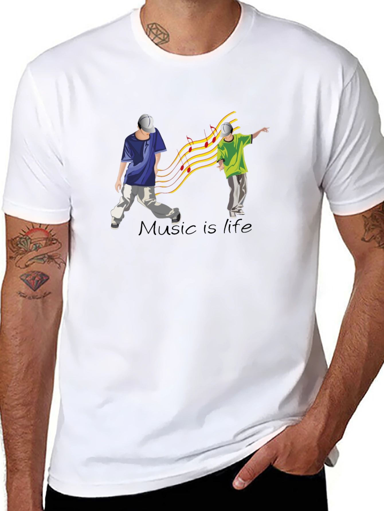 Music is Life Graphic Tee - Black