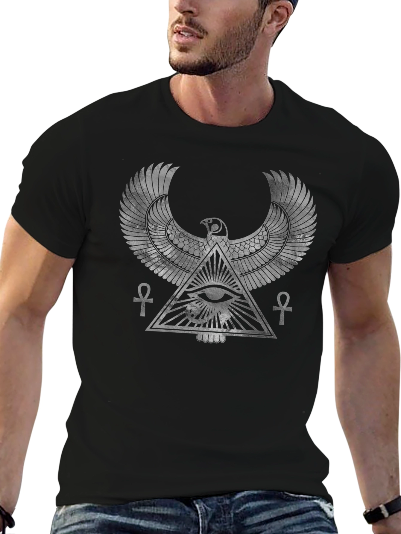 Egyptian Eye of Horus Graphic Black T-Shirt