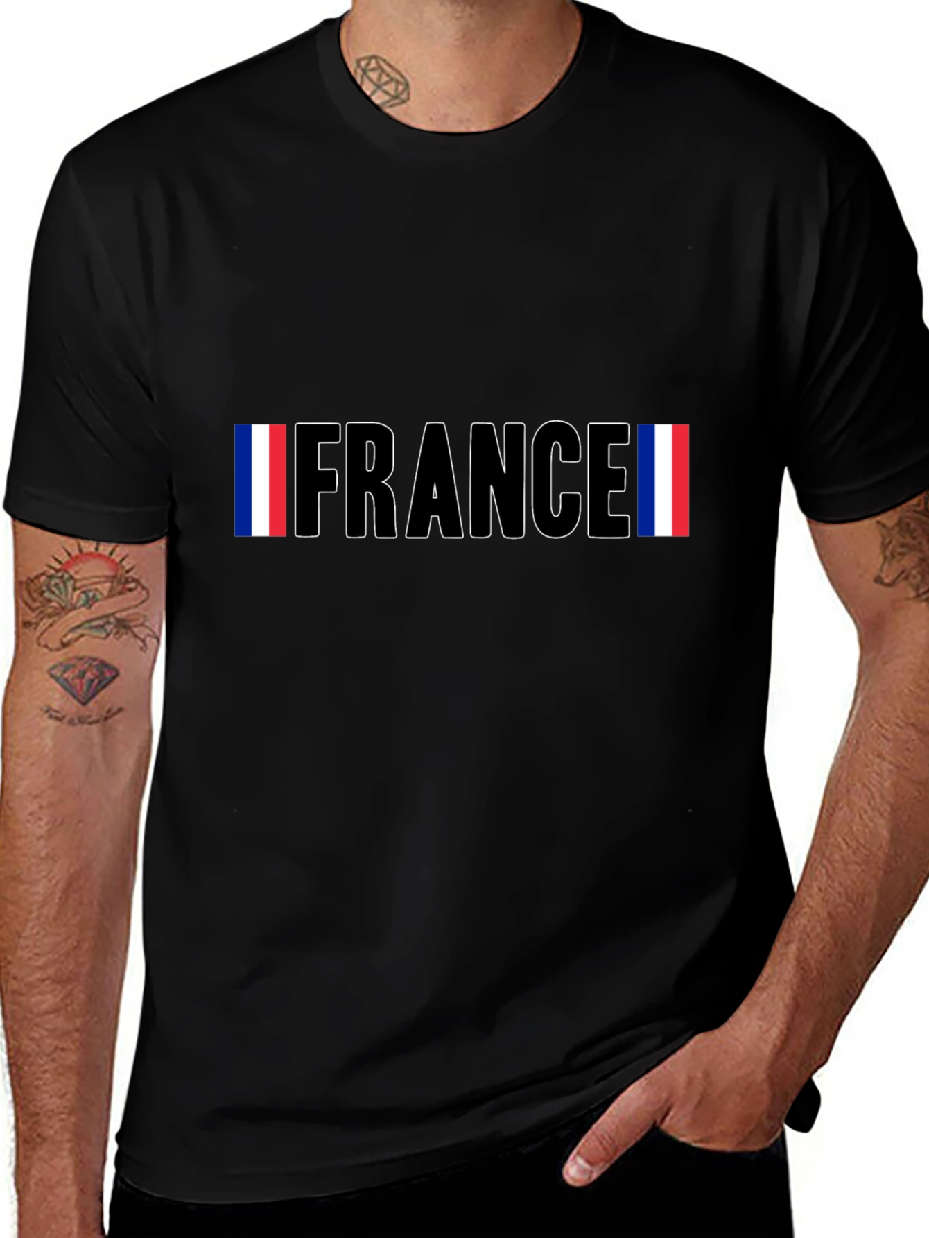 France Flag Graphic Black T-Shirt