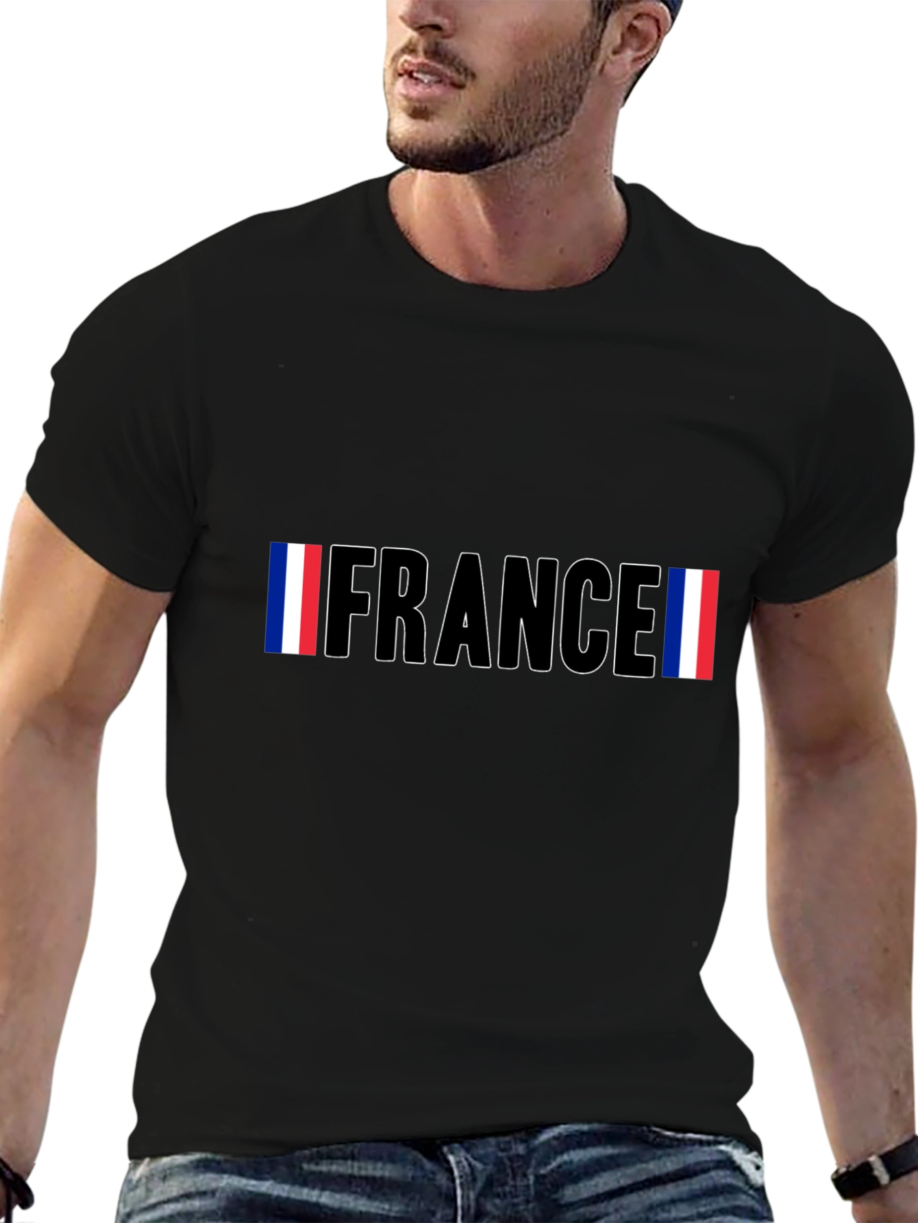 France Flag Graphic Black T-Shirt