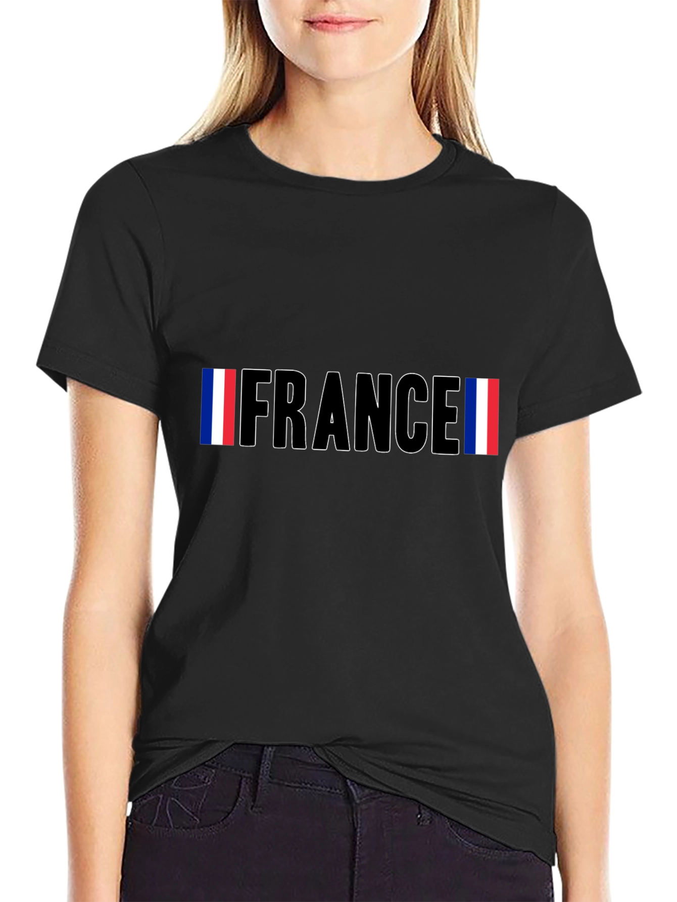 France Flag Graphic Black T-Shirt
