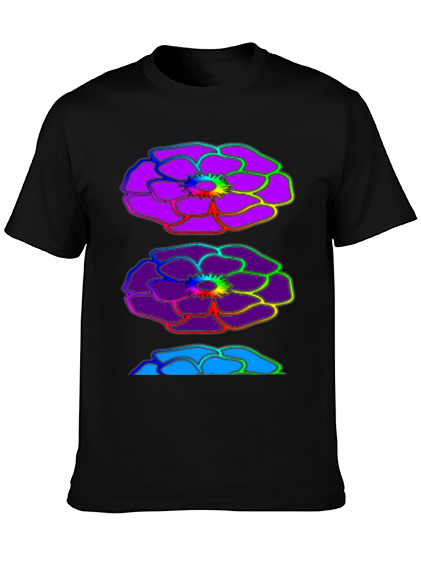 Rainbow Floral Graphic Black T-Shirt