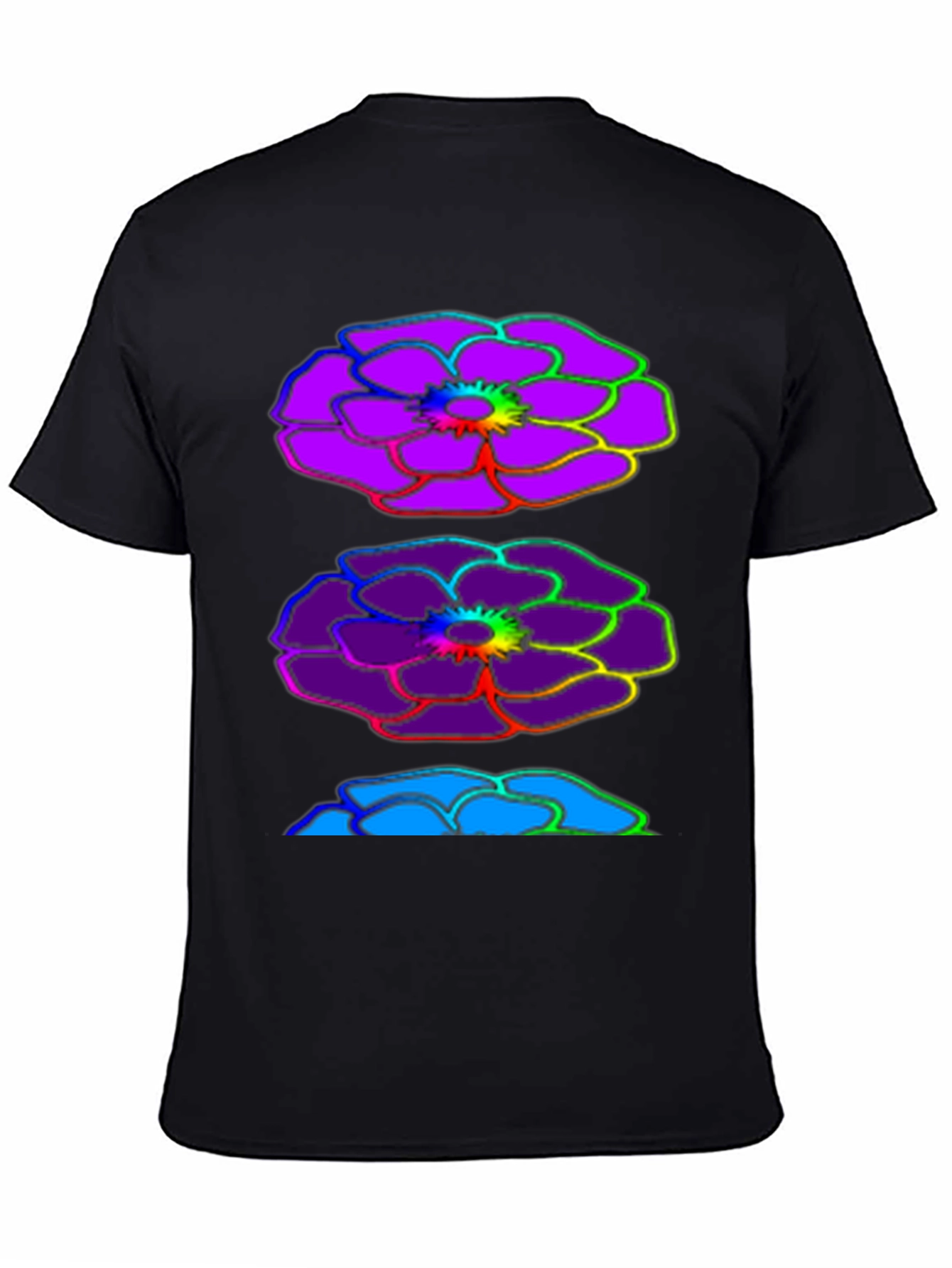 Rainbow Floral Graphic Black T-Shirt