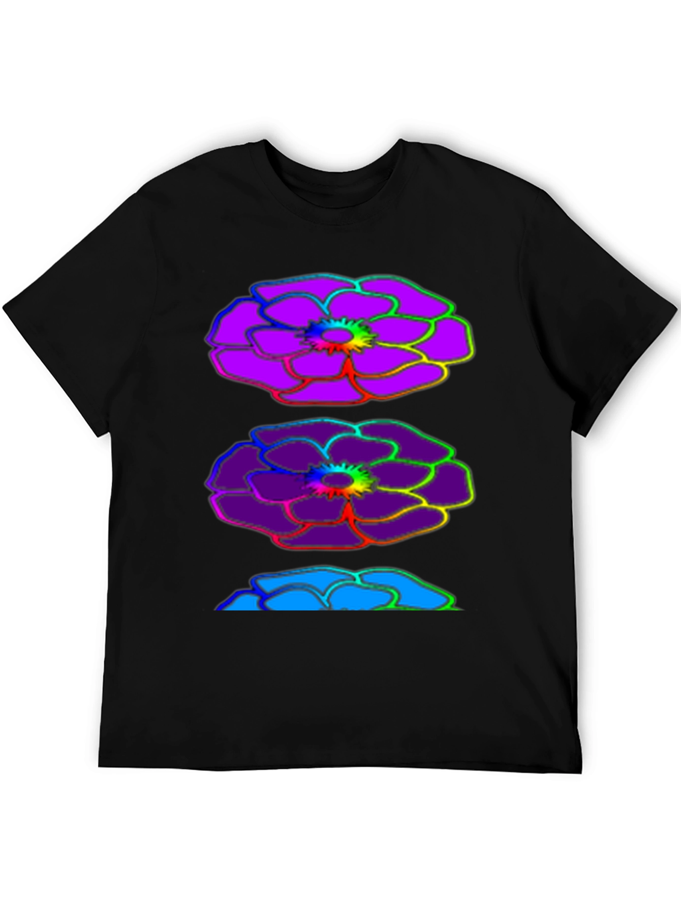Rainbow Floral Graphic Black T-Shirt