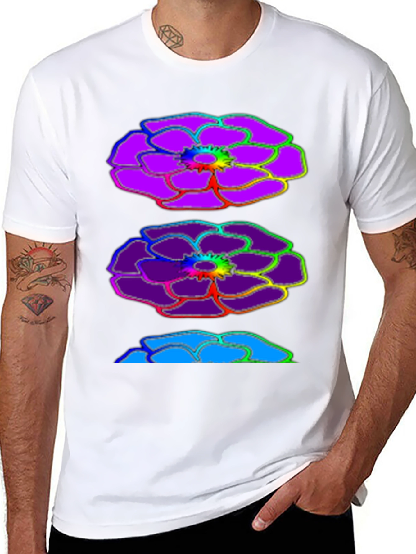 Rainbow Floral Graphic Black T-Shirt
