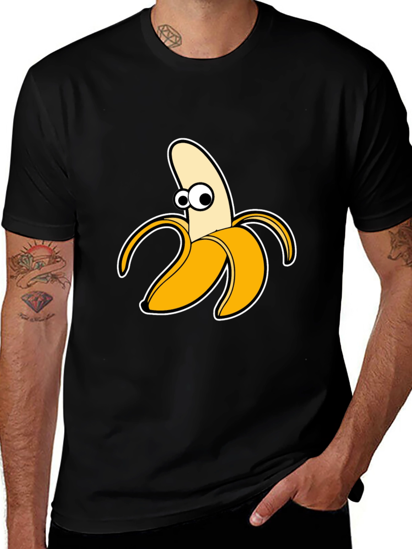 Funny Banana Graphic Tee - Black Cotton T-Shirt