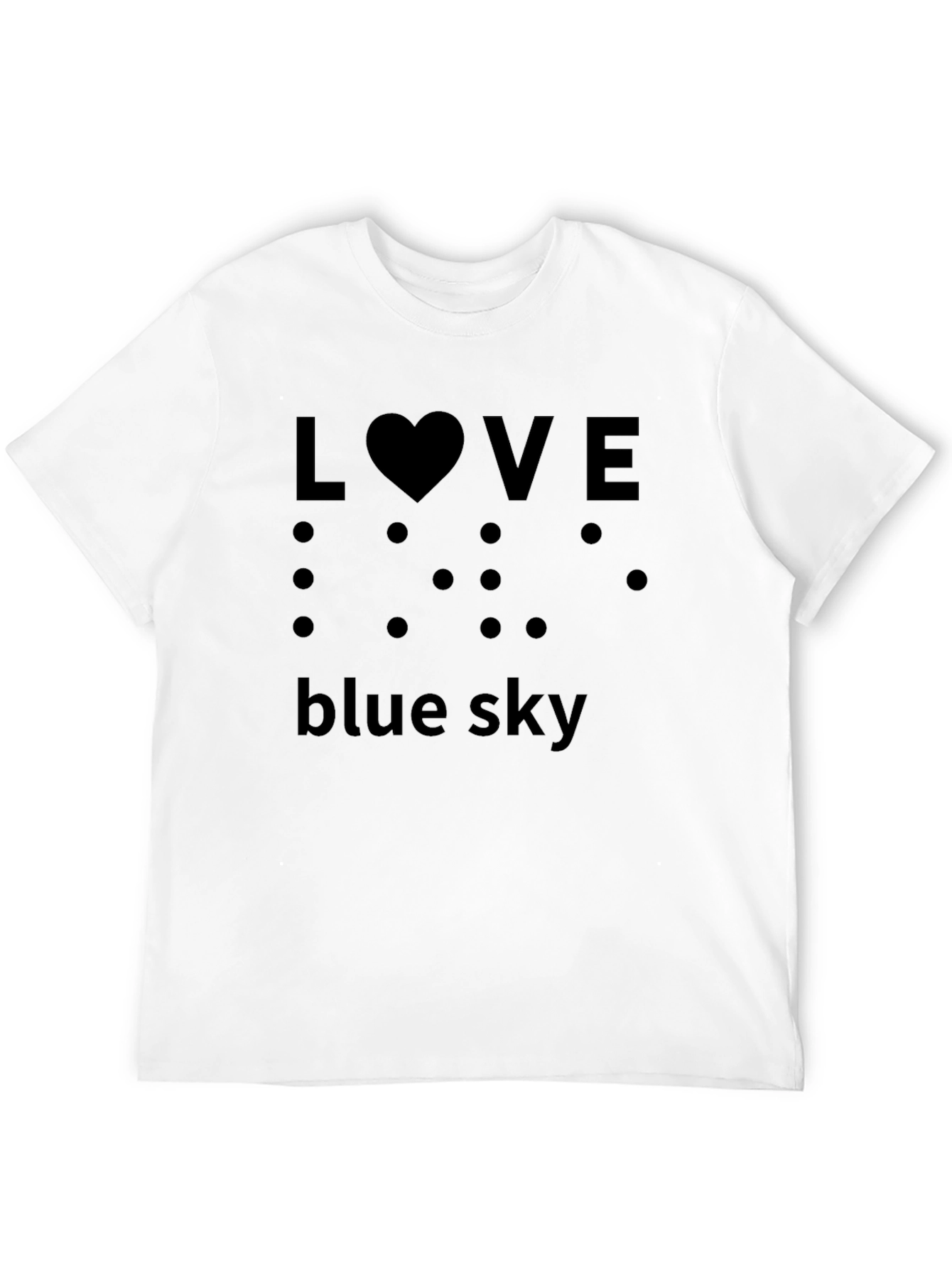 Love Blue Sky Black T-Shirt Braille
