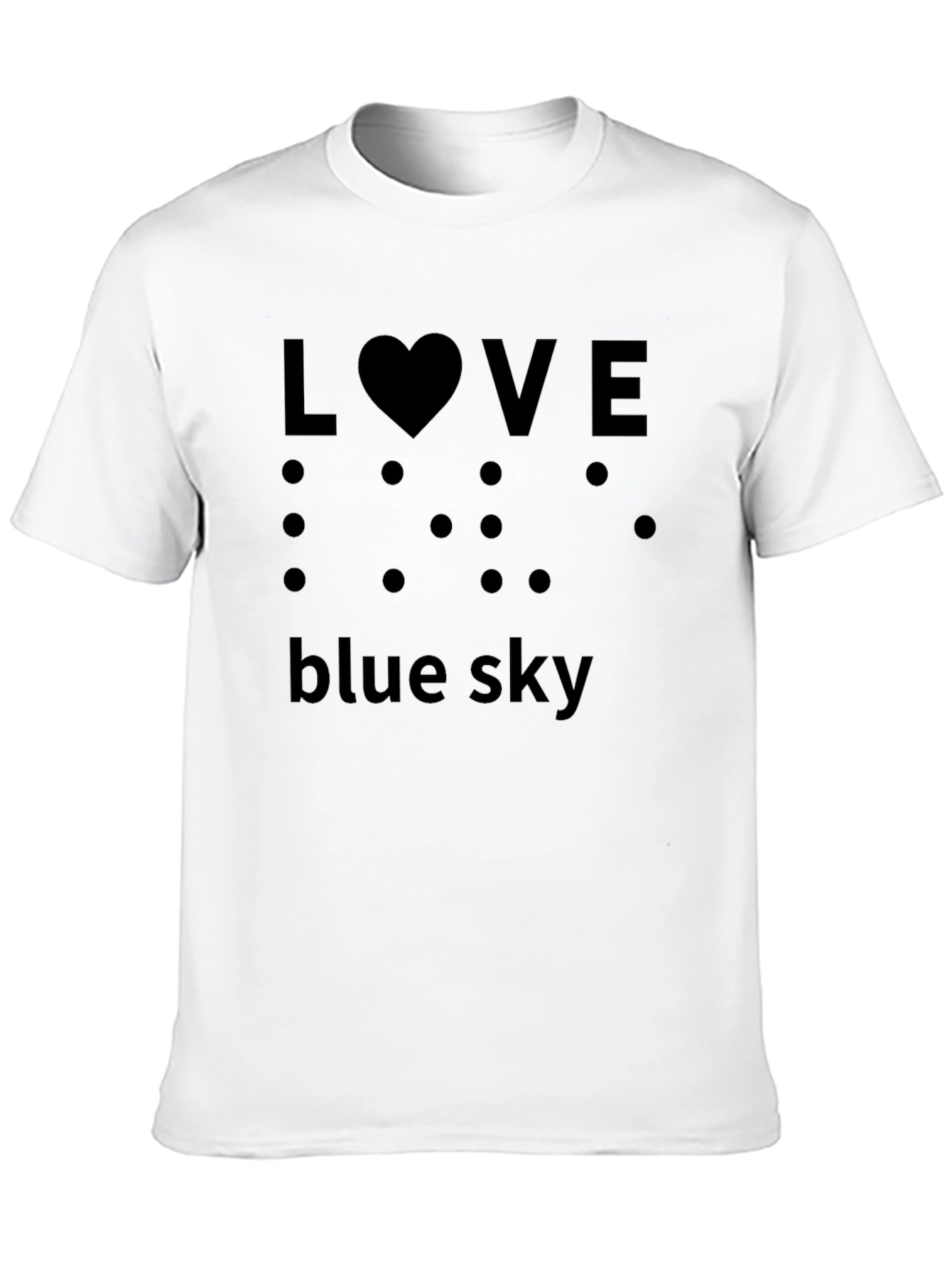 Love Blue Sky Black T-Shirt Braille