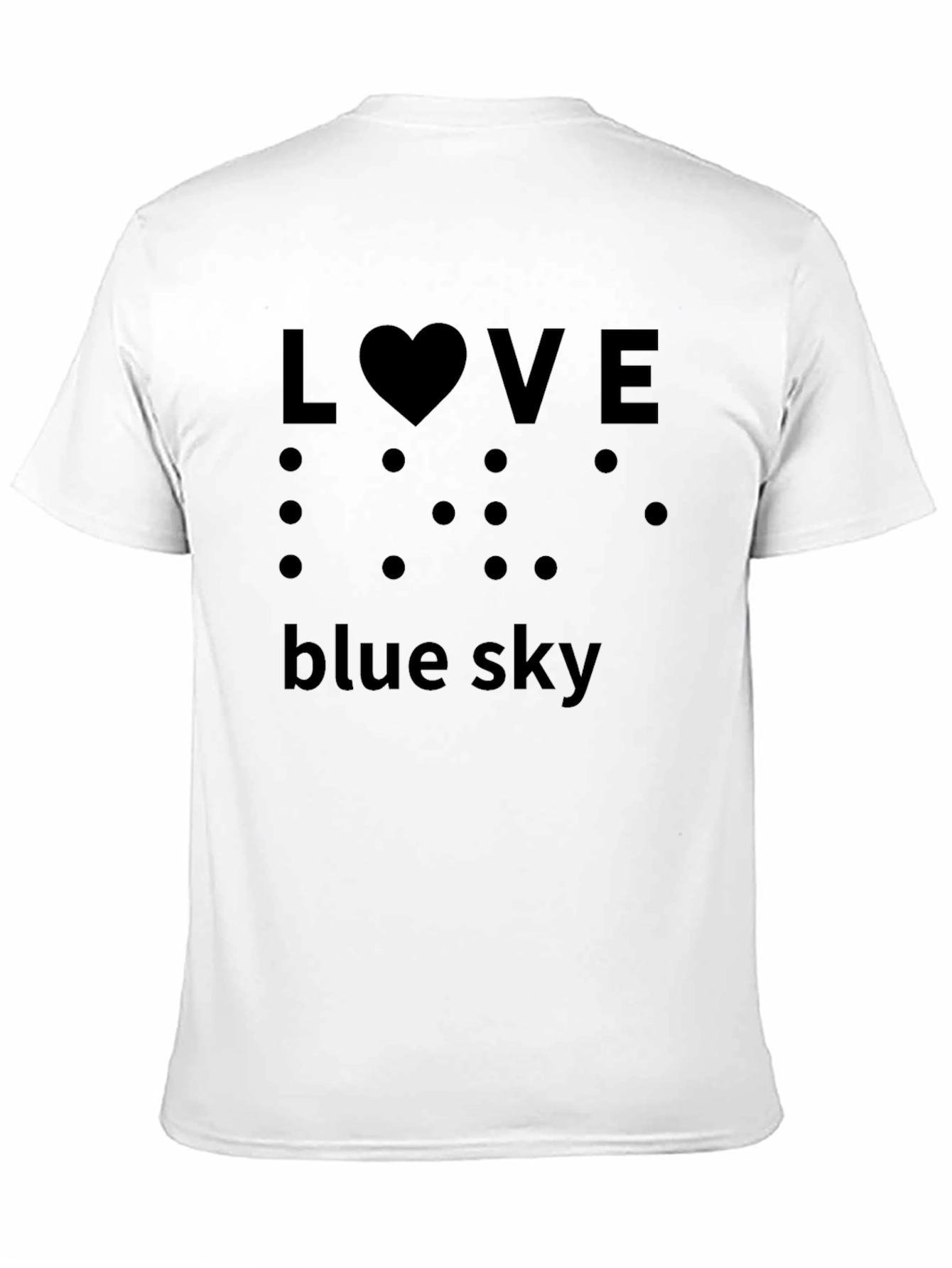 Love Blue Sky Black T-Shirt Braille