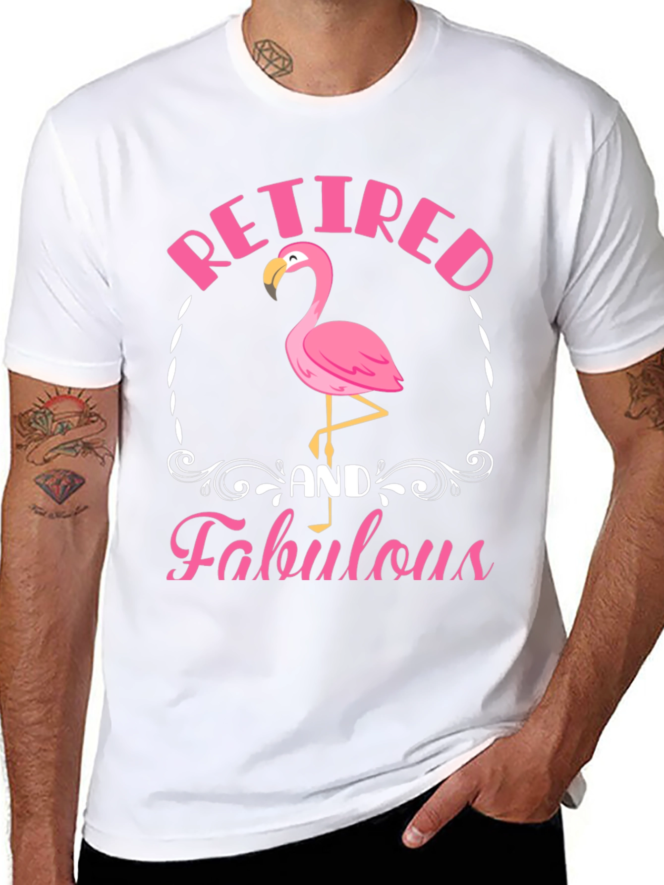 Retired and Fabulous Flamingo Graphic T-Shirt