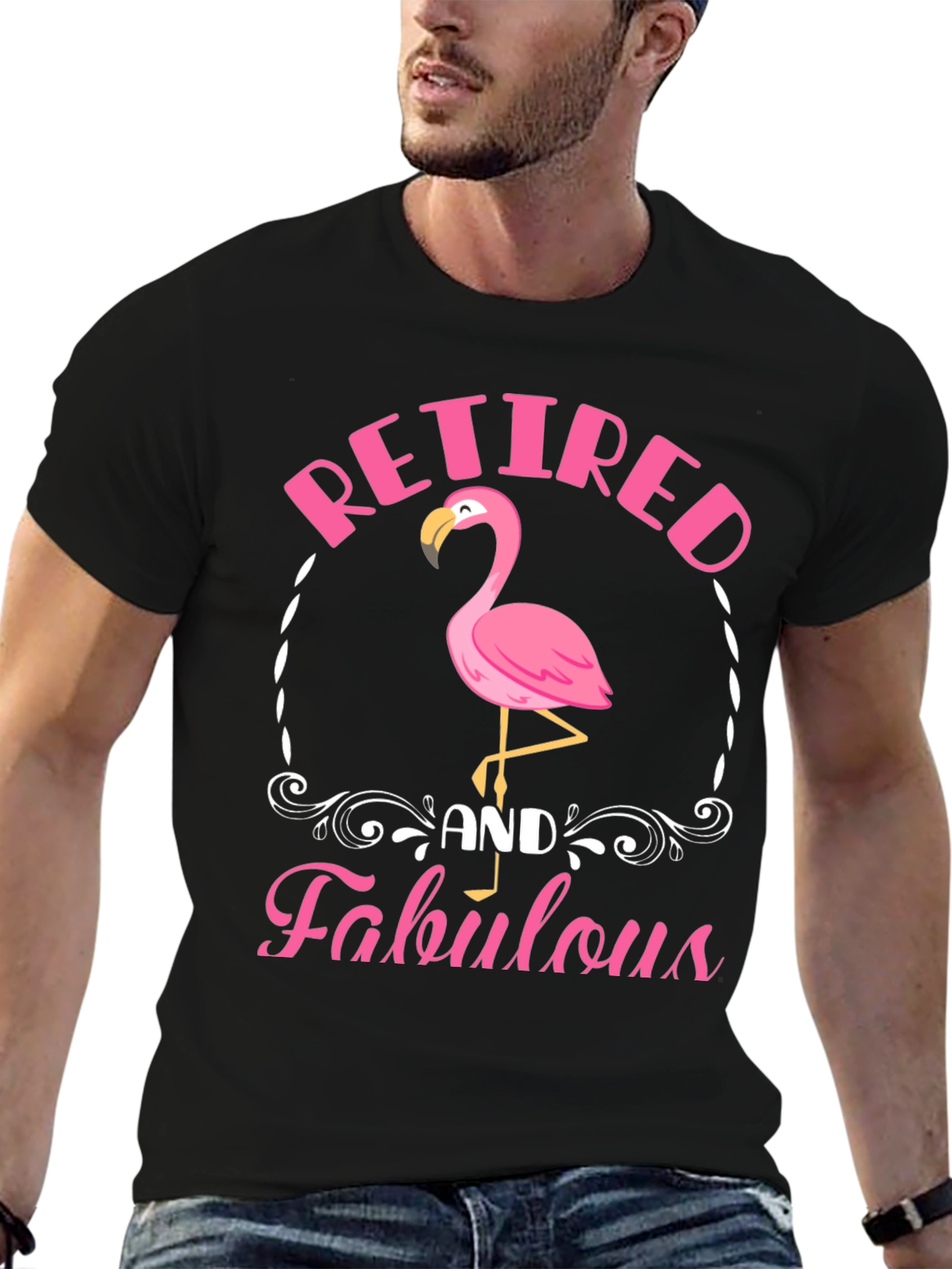 Retired and Fabulous Flamingo Graphic T-Shirt