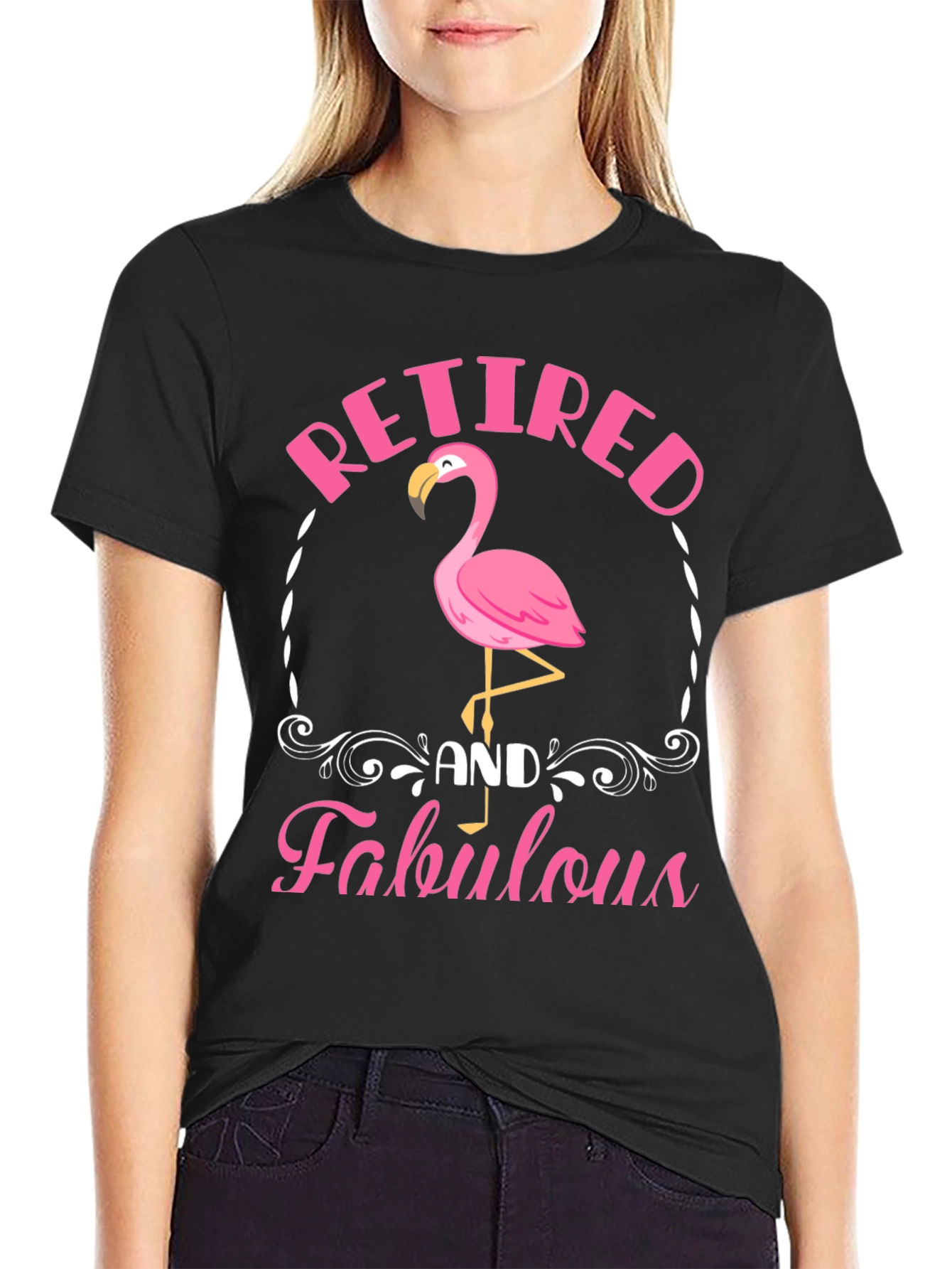 Retired and Fabulous Flamingo Graphic T-Shirt