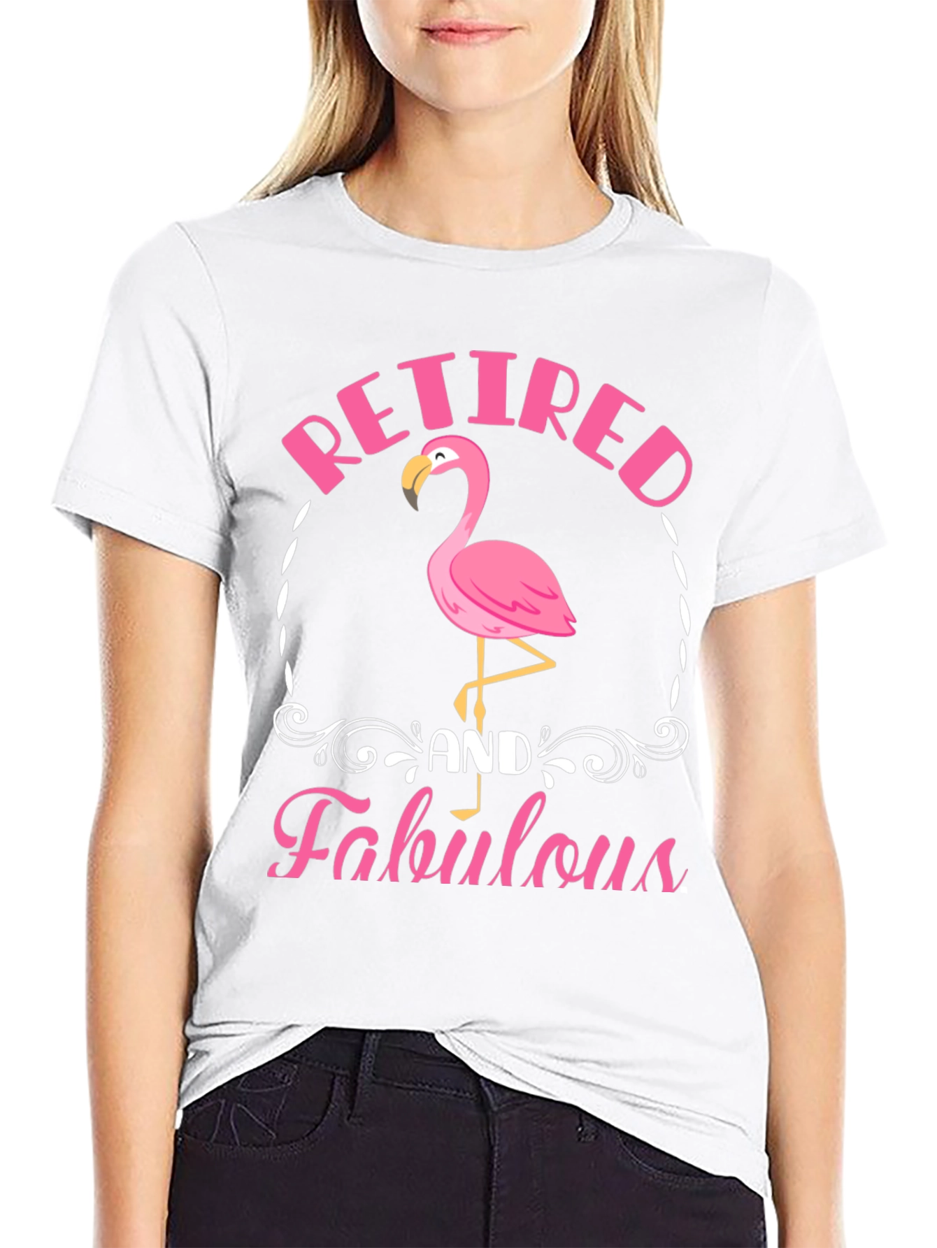 Retired and Fabulous Flamingo Graphic T-Shirt