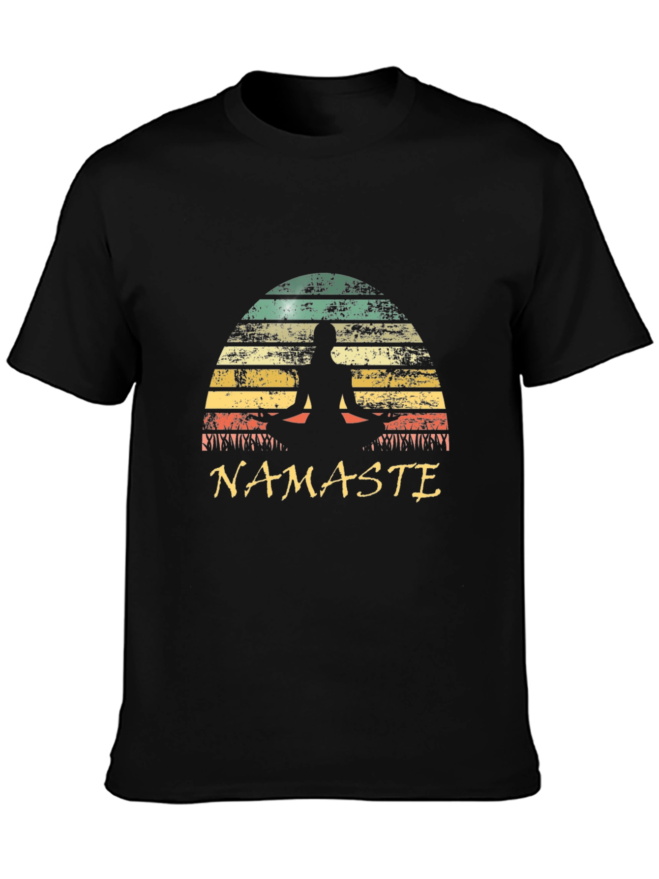 Namaste Yoga Black T-Shirt Retro Meditation