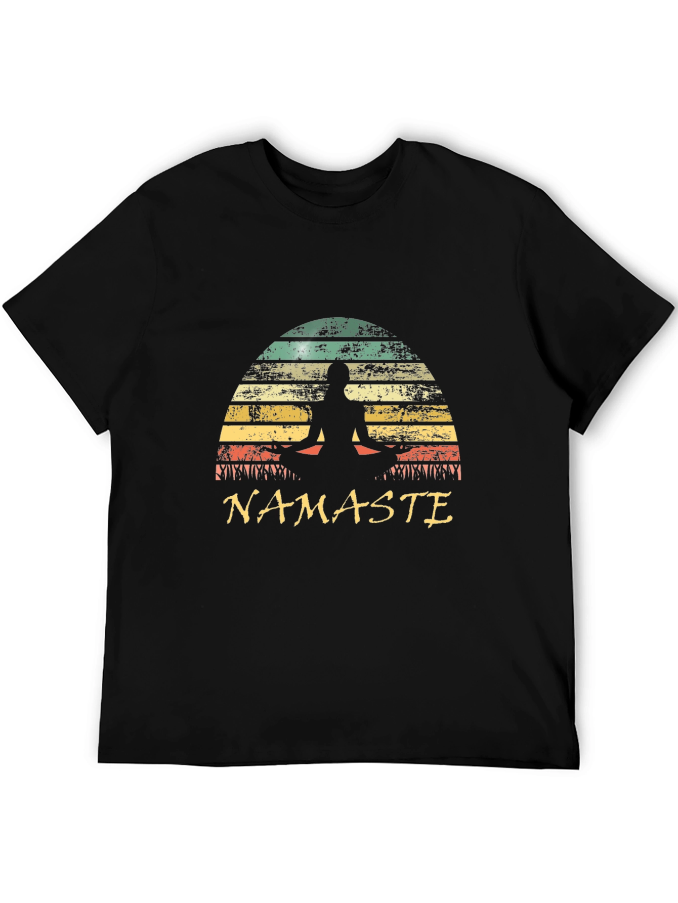 Namaste Yoga Black T-Shirt Retro Meditation