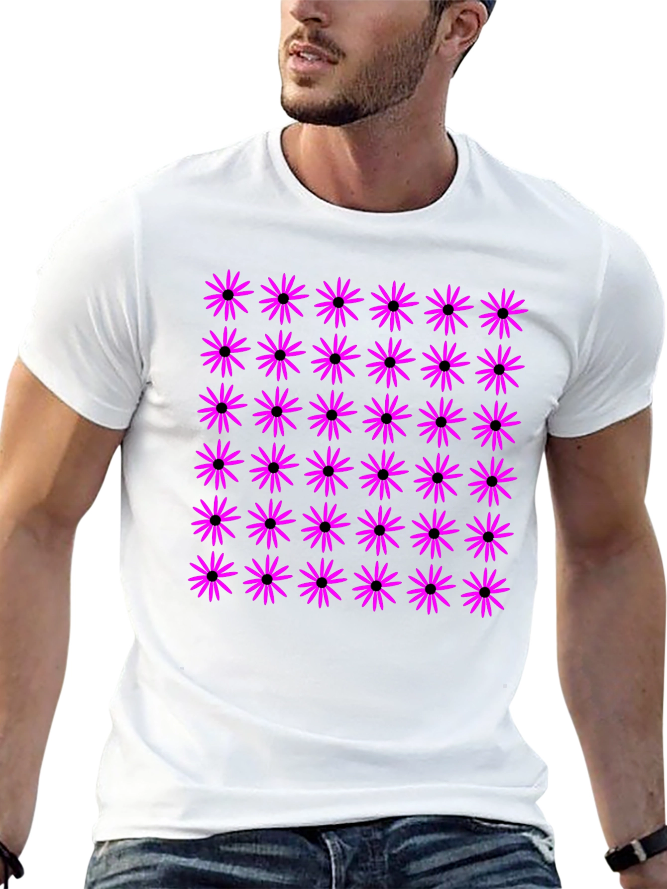 Floral Print Black T-Shirt for Men