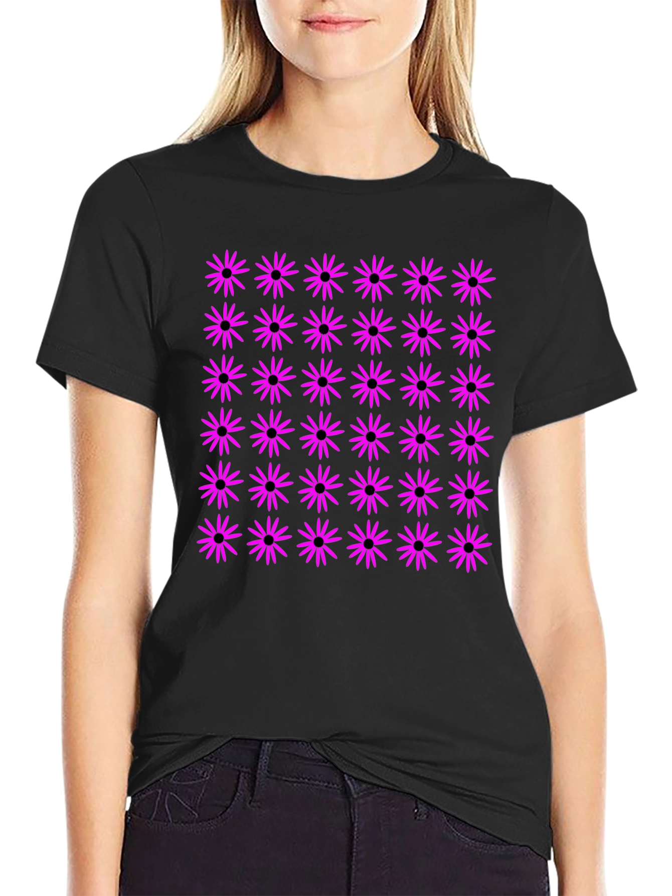 Floral Print Black T-Shirt for Men