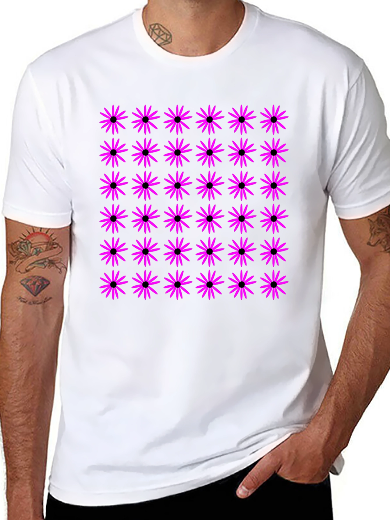 Floral Print Black T-Shirt for Men