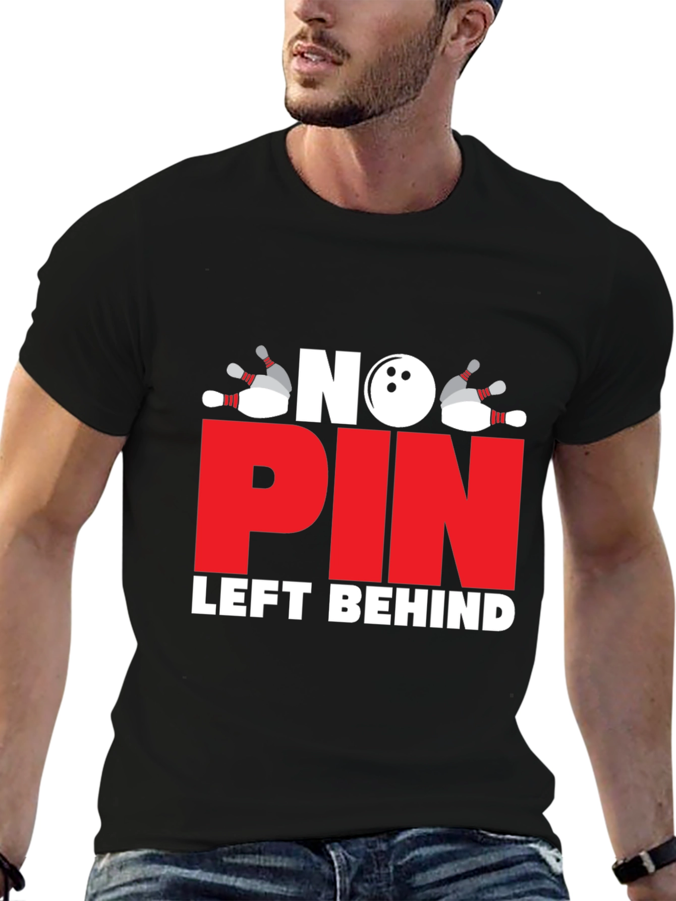 No Pin Left Behind T-Shirt - Bowling Design