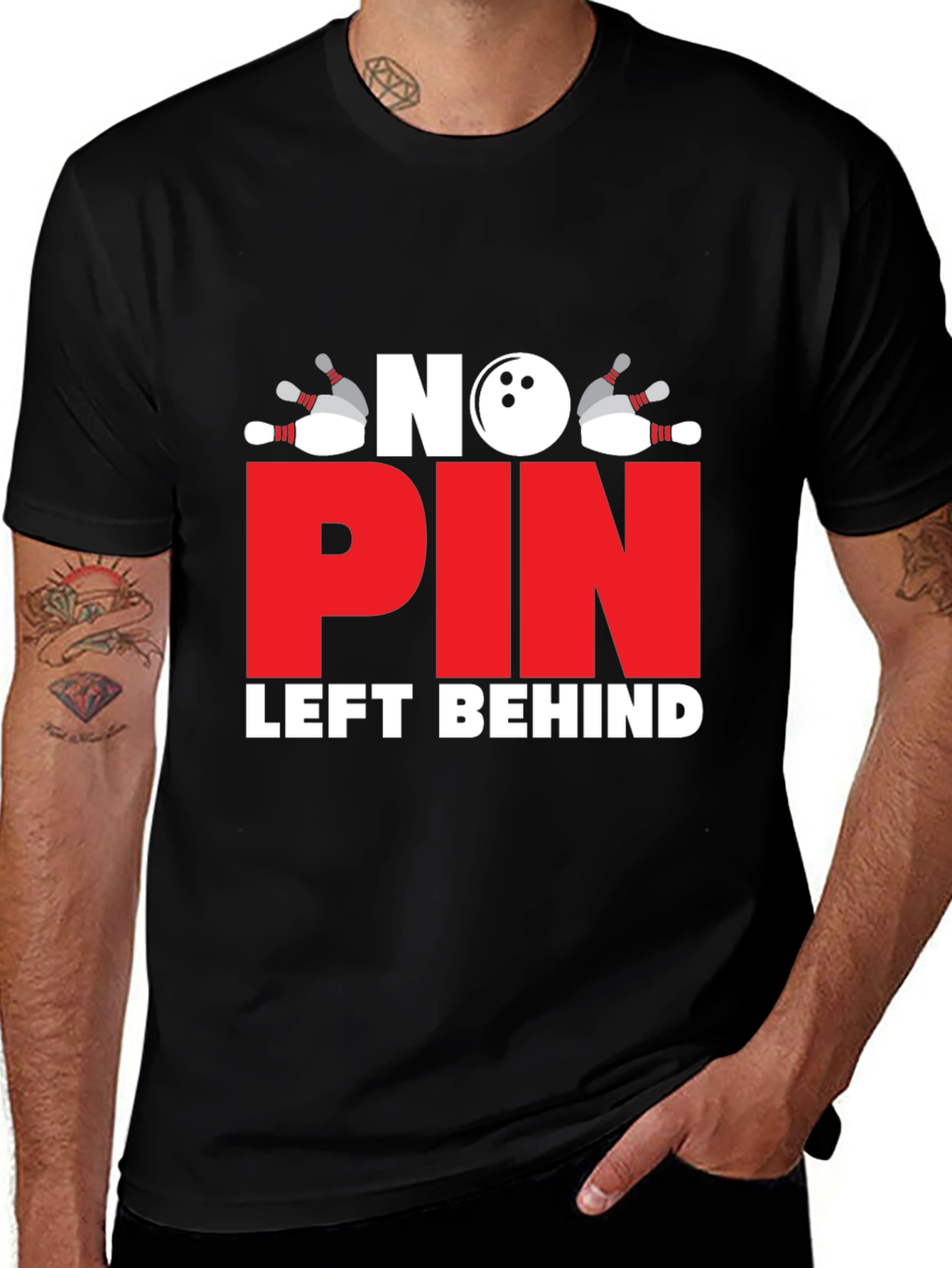 No Pin Left Behind T-Shirt - Bowling Design