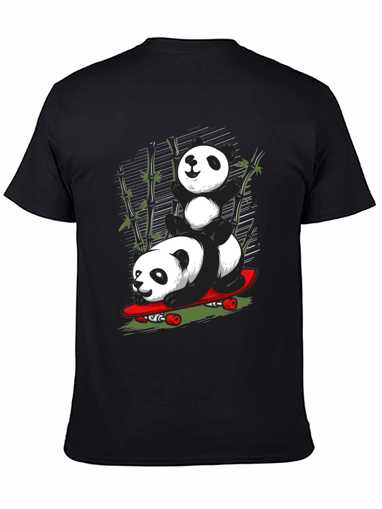 Panda Skateboard Graphic T-Shirt - Cool Panda Design