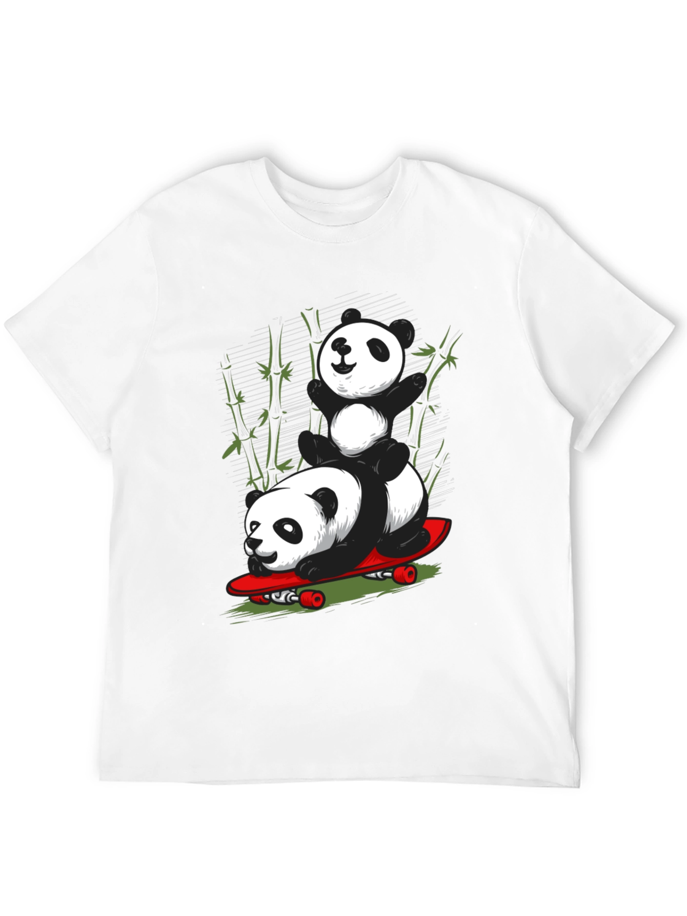 Panda Skateboard Graphic T-Shirt - Cool Panda Design
