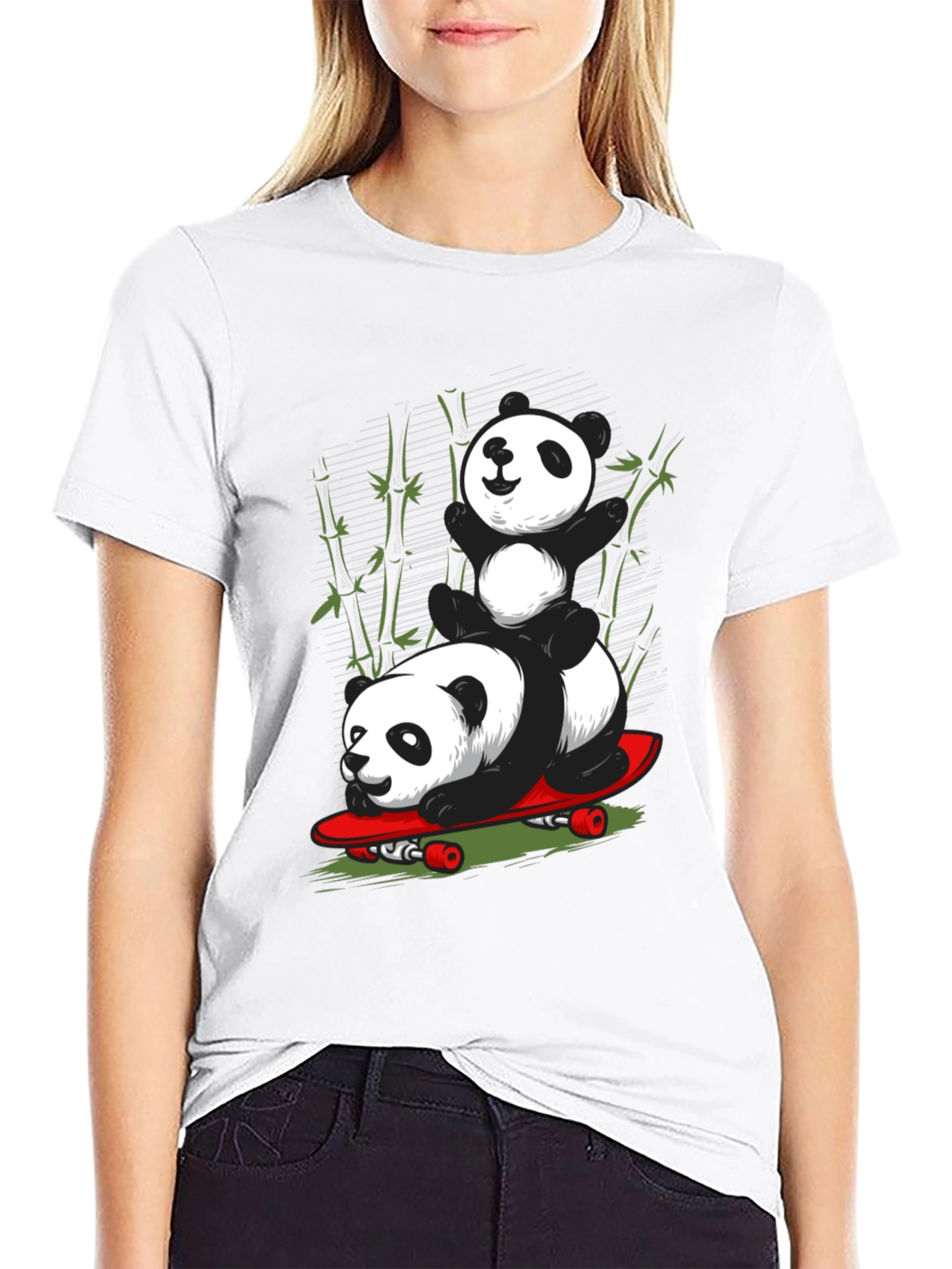 Panda Skateboard Graphic T-Shirt - Cool Panda Design