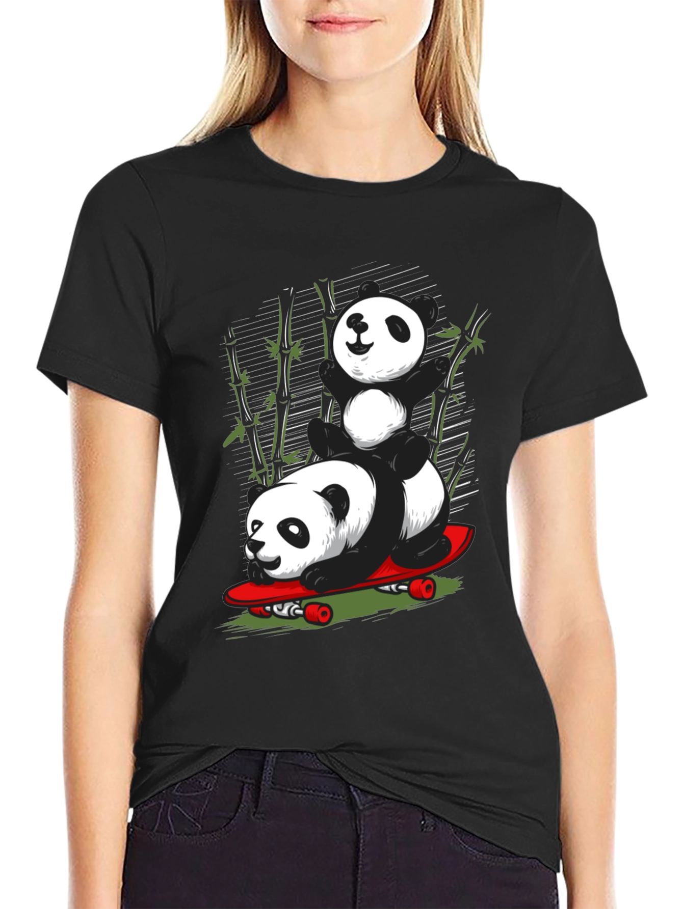 Panda Skateboard Graphic T-Shirt - Cool Panda Design