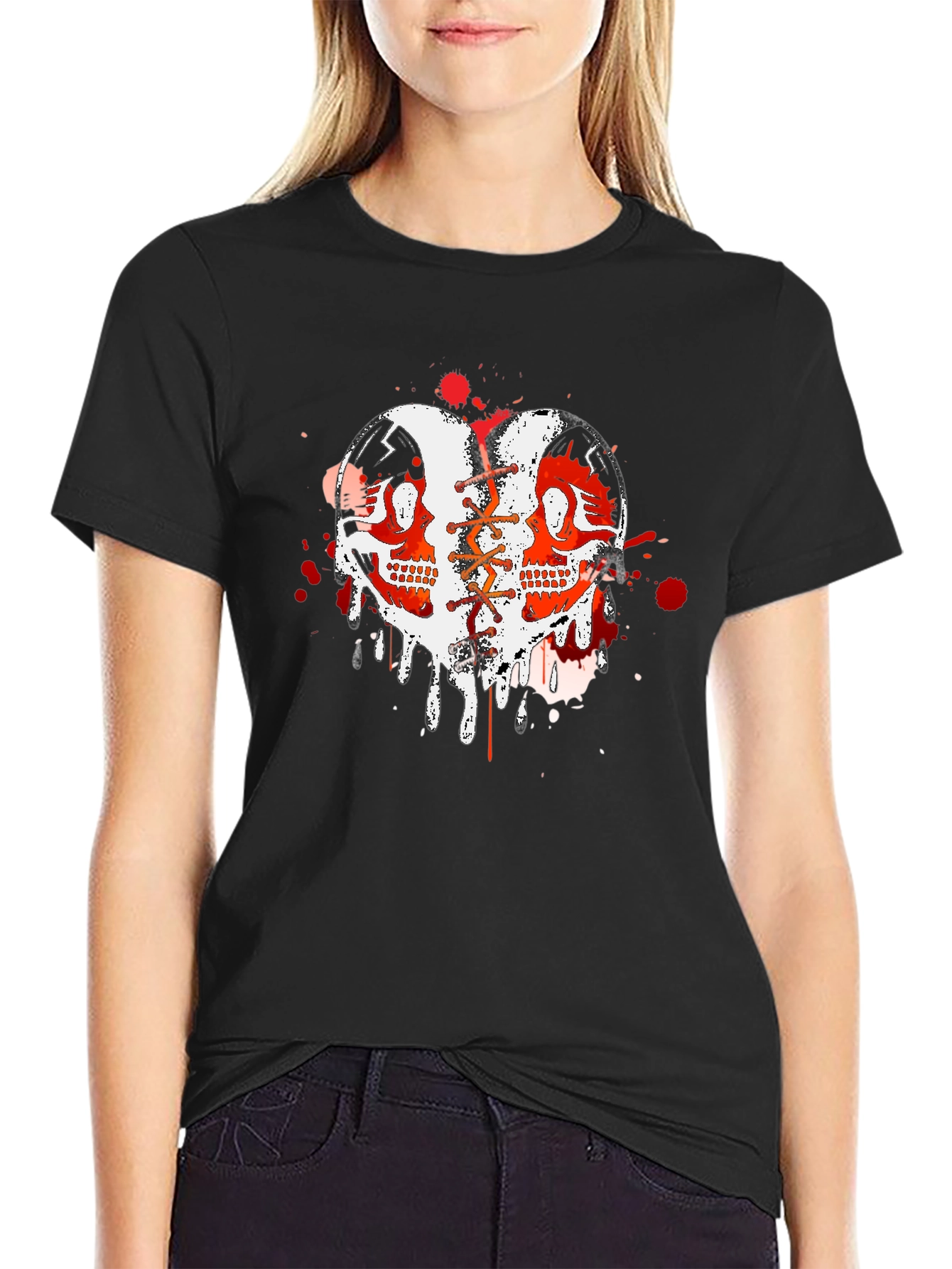 Edgy Skull Heart Graphic Tee