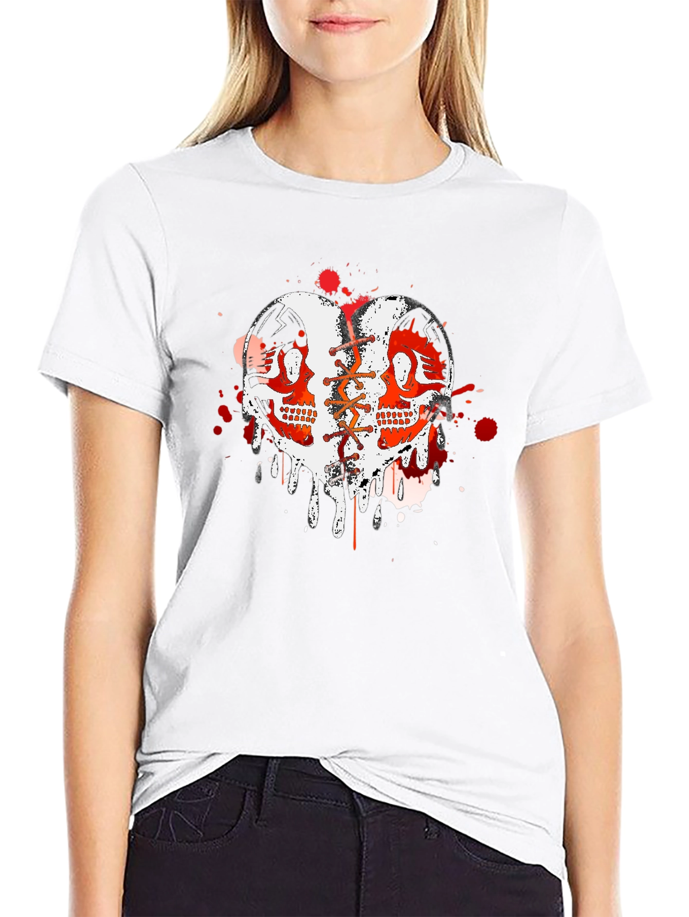 Edgy Skull Heart Graphic Tee