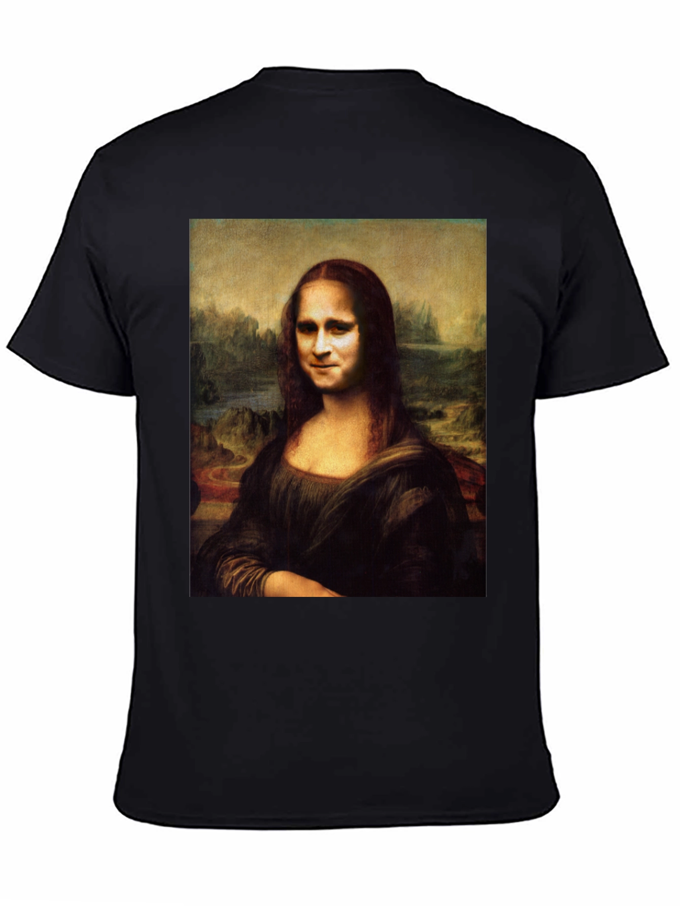 Mona Lisa Funny Face Black T-Shirt