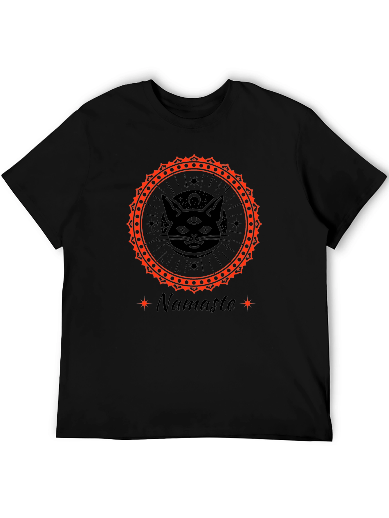 Mystic Cat Namaste Graphic Tee - Third Eye Design